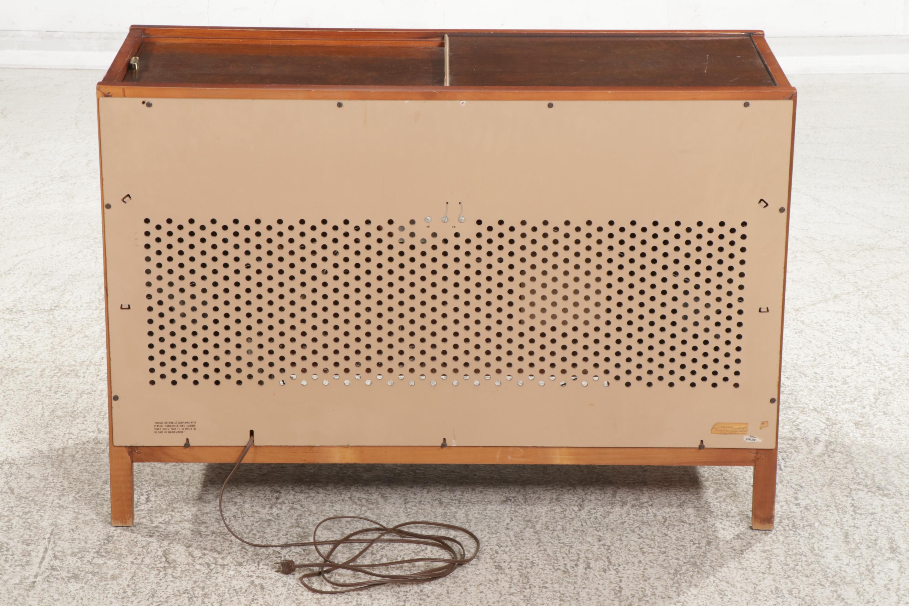 Magnavox "Micromatic" Mid Century Modern Cherry-Stained Stereo Console Cabinet