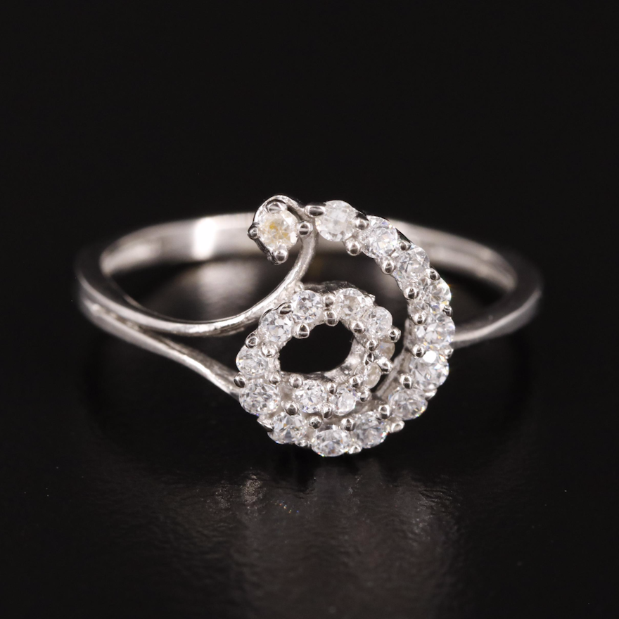 Sterling Cubic Zirconia Swirl Ring