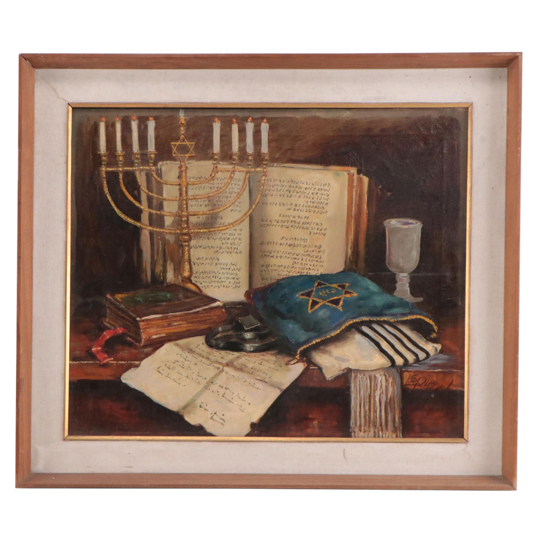 Louis Spiegel Jewish Still Life Oil Painting