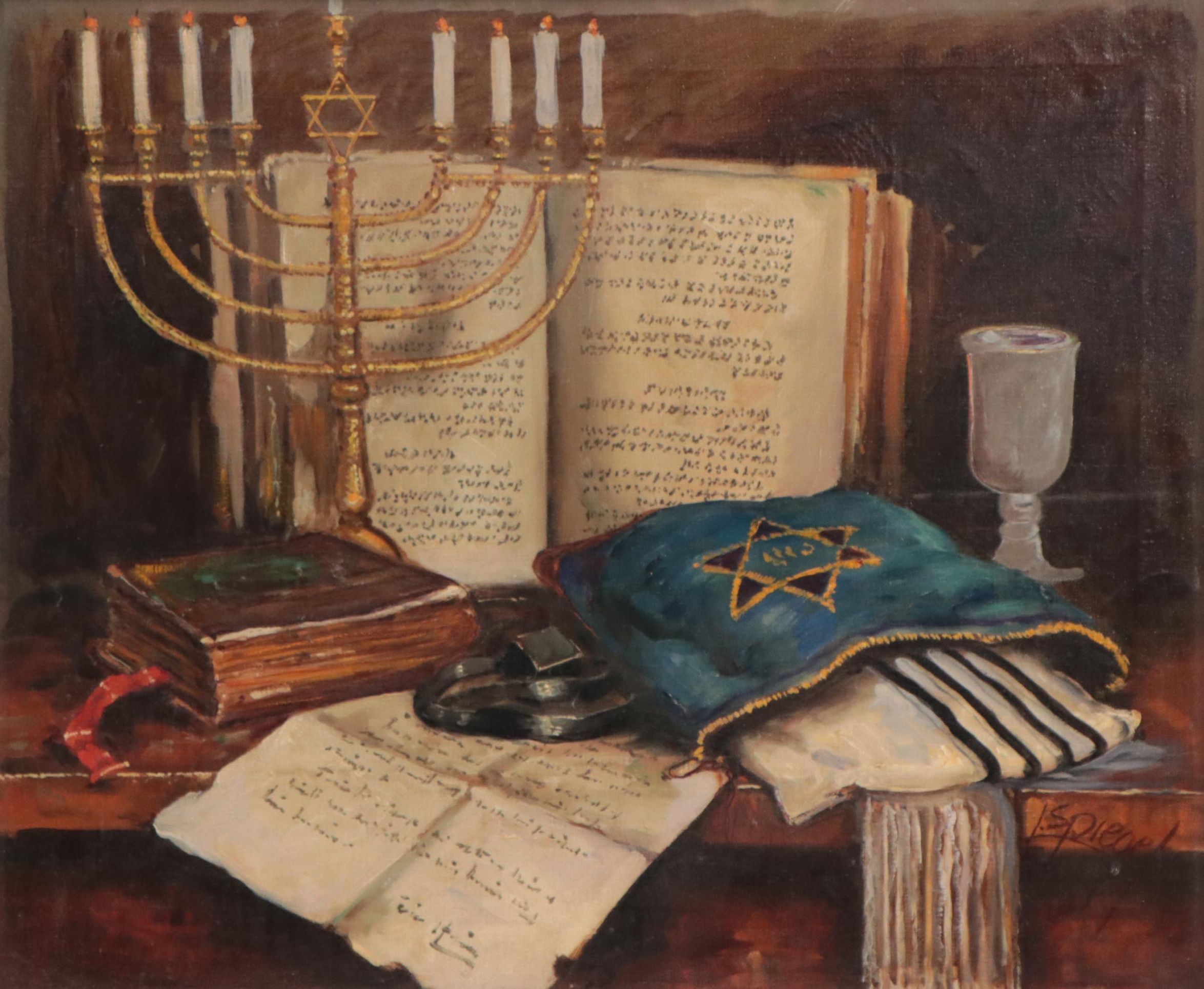 Louis Spiegel Jewish Still Life Oil Painting