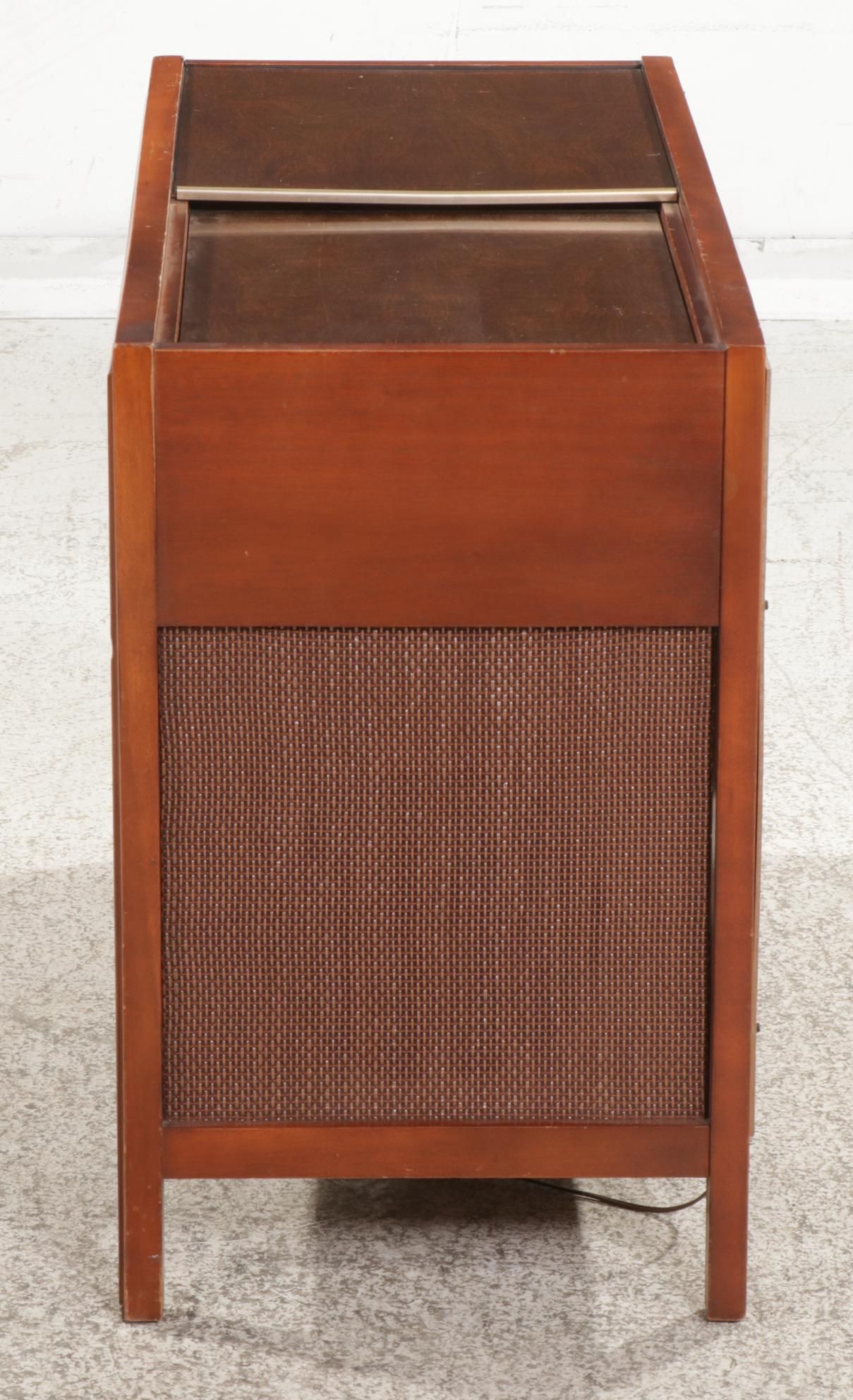 Magnavox "Micromatic" Mid Century Modern Cherry-Stained Stereo Console Cabinet
