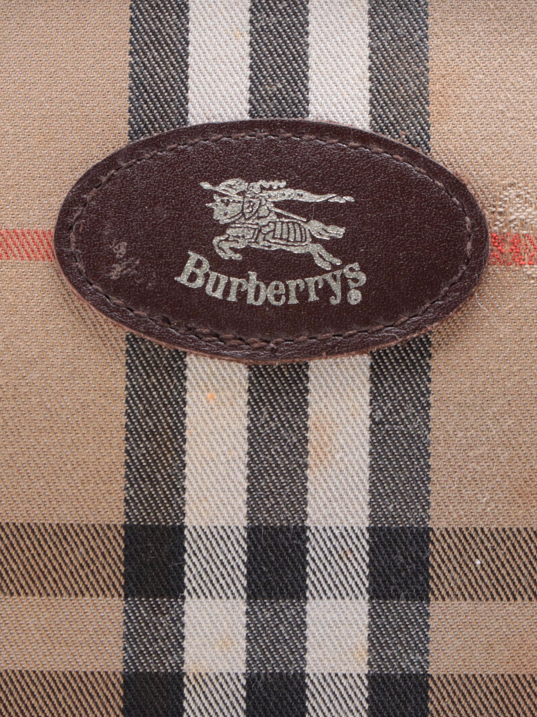 Burberry Haymarket Check Shoulder Bag with Leather Trim