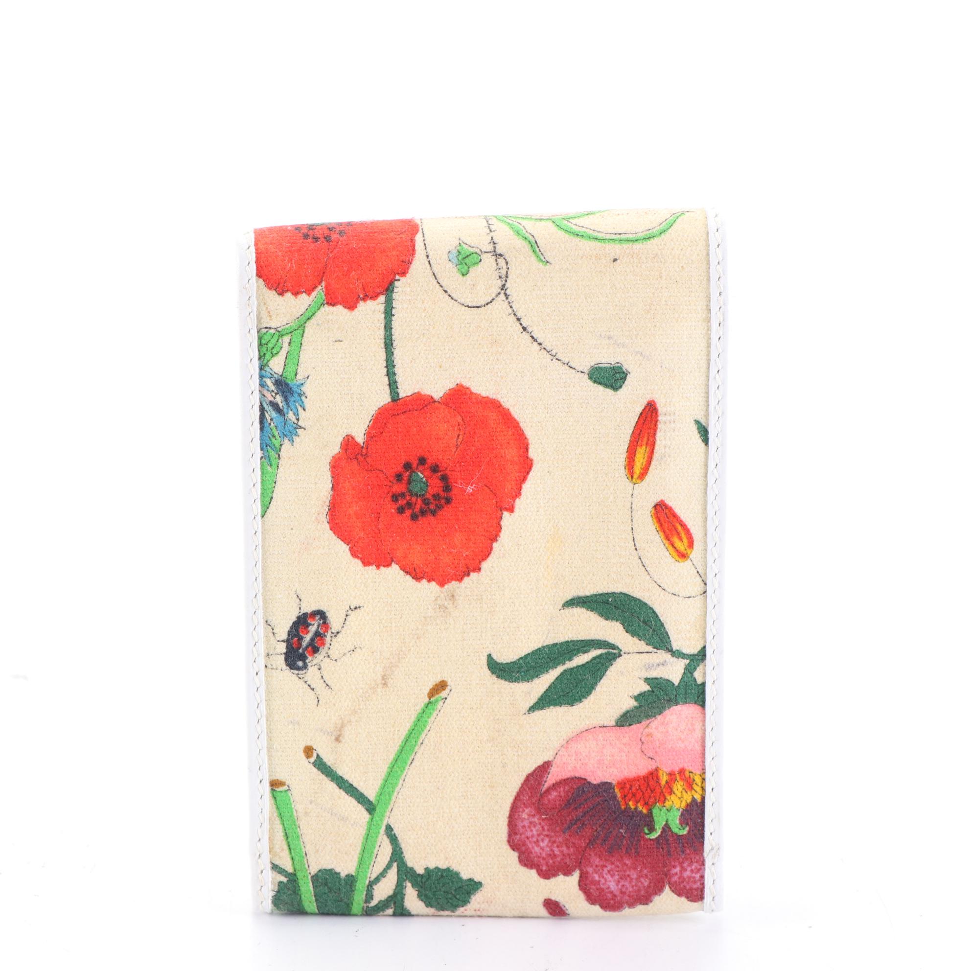 Gucci Floral Small Flap Front Pouch in Canvas and Leather
