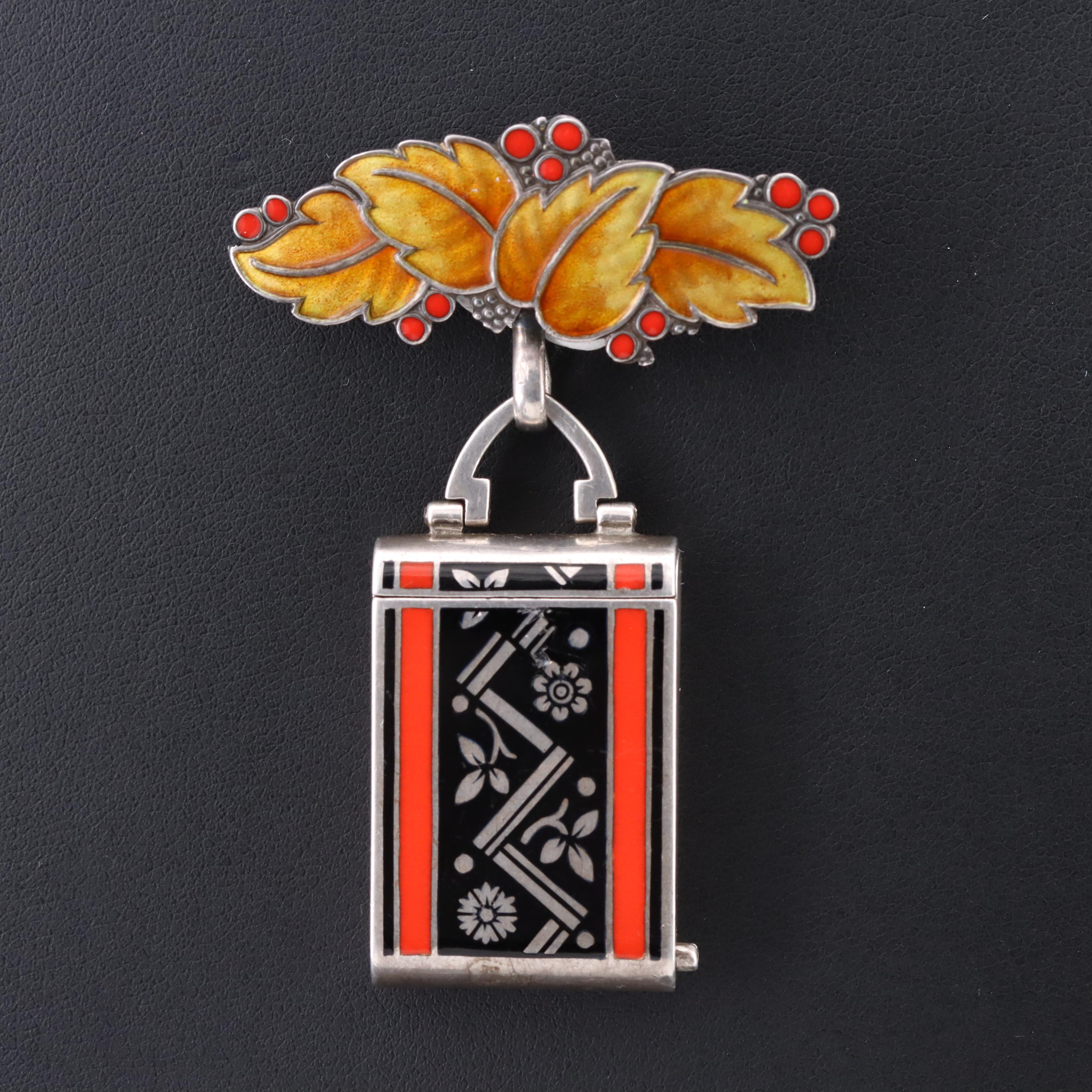 Sterling Art Deco Watch Case and Pin with Vintage Watch