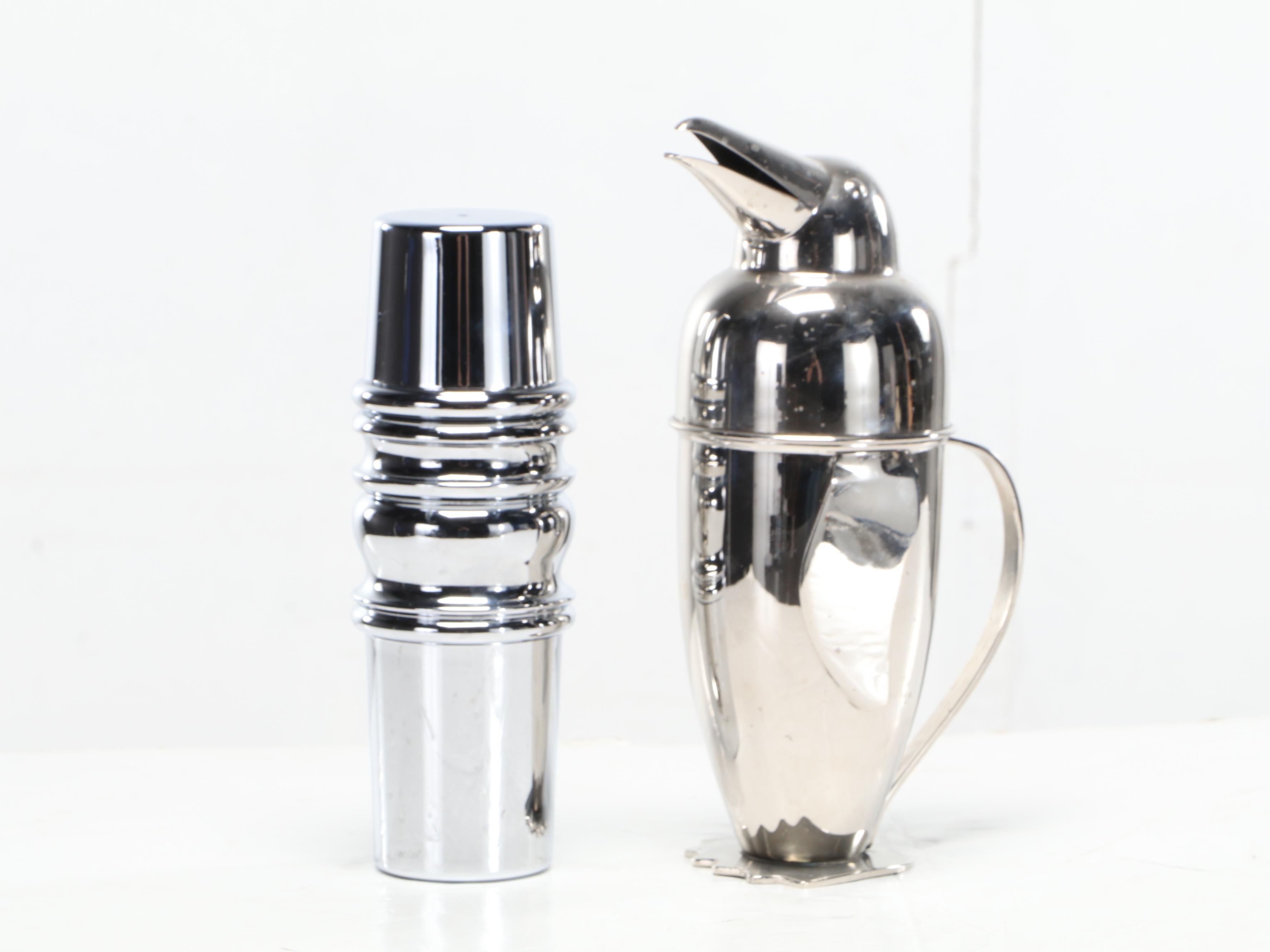 Wine Rack with Bar Tool Collection Including OGGI Penguin Form Cocktail Shaker