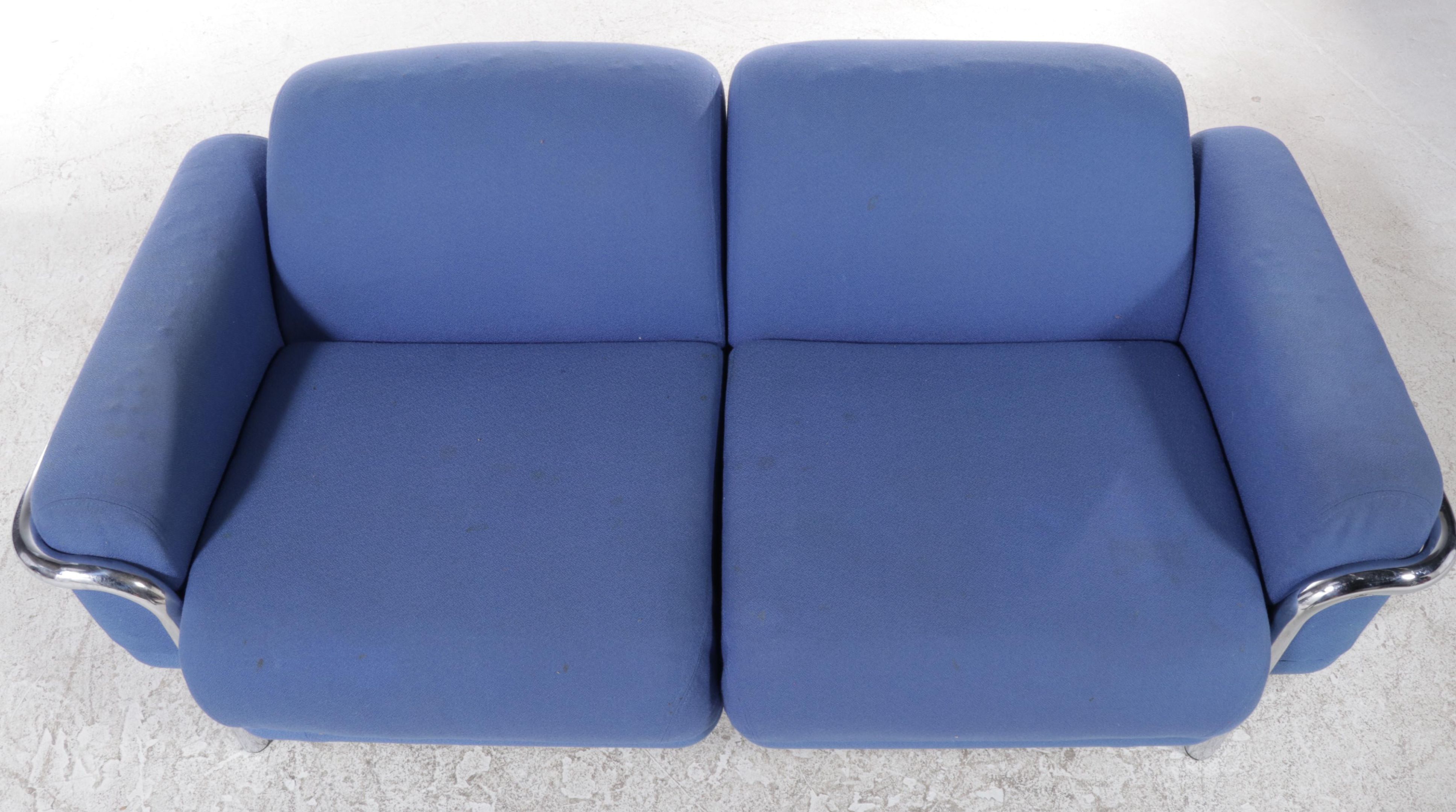 Joan Burgasser Modernist Tubular and Chromed Steel Loveseat, circa 1970