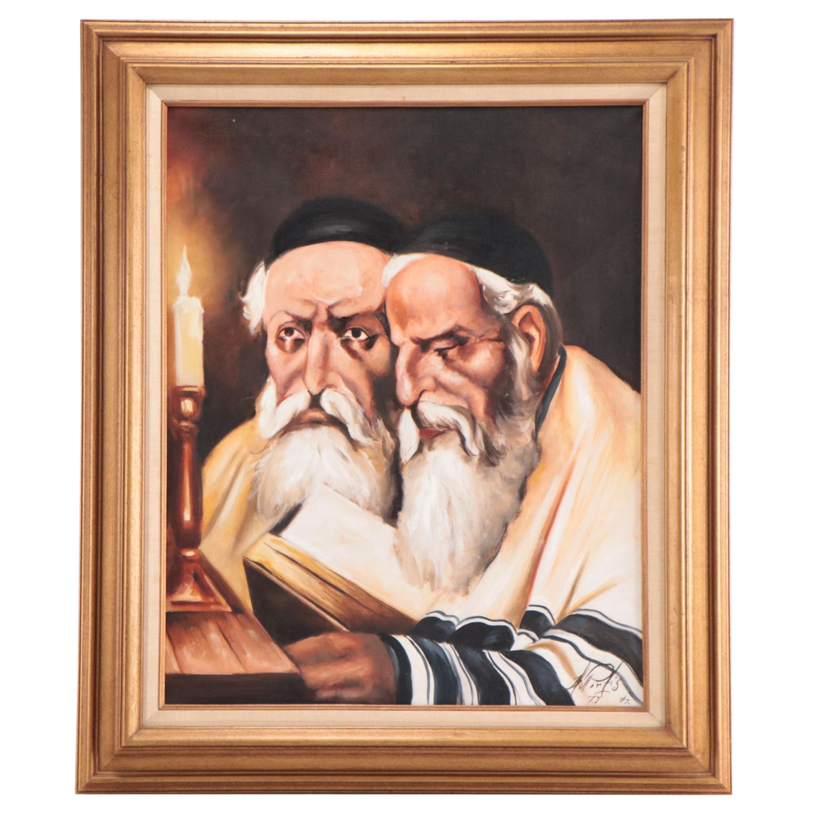 Will Portis Oil Painting of Rabbis, 1973