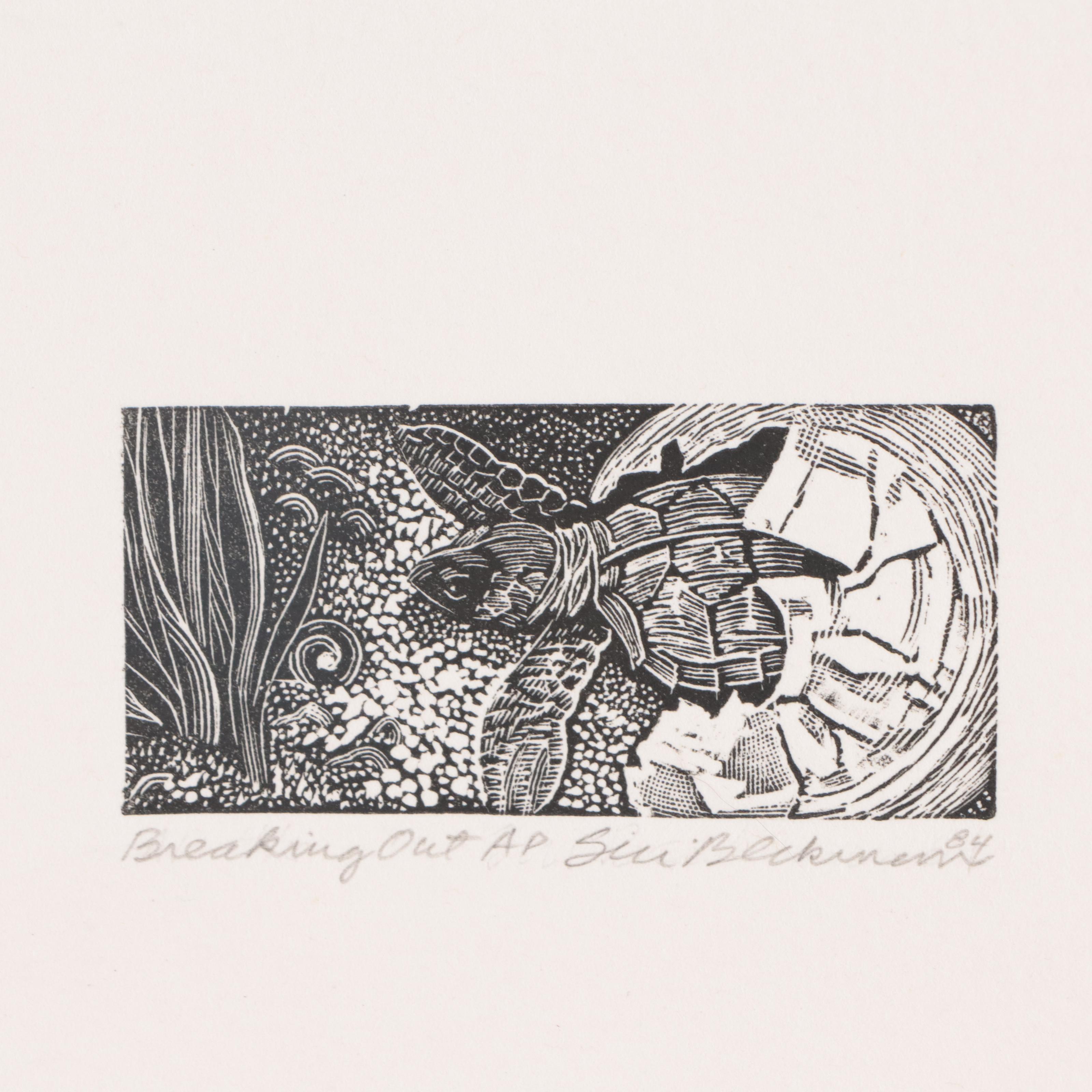 Siri Beckman Wood Engraving "Breaking Out," 1984