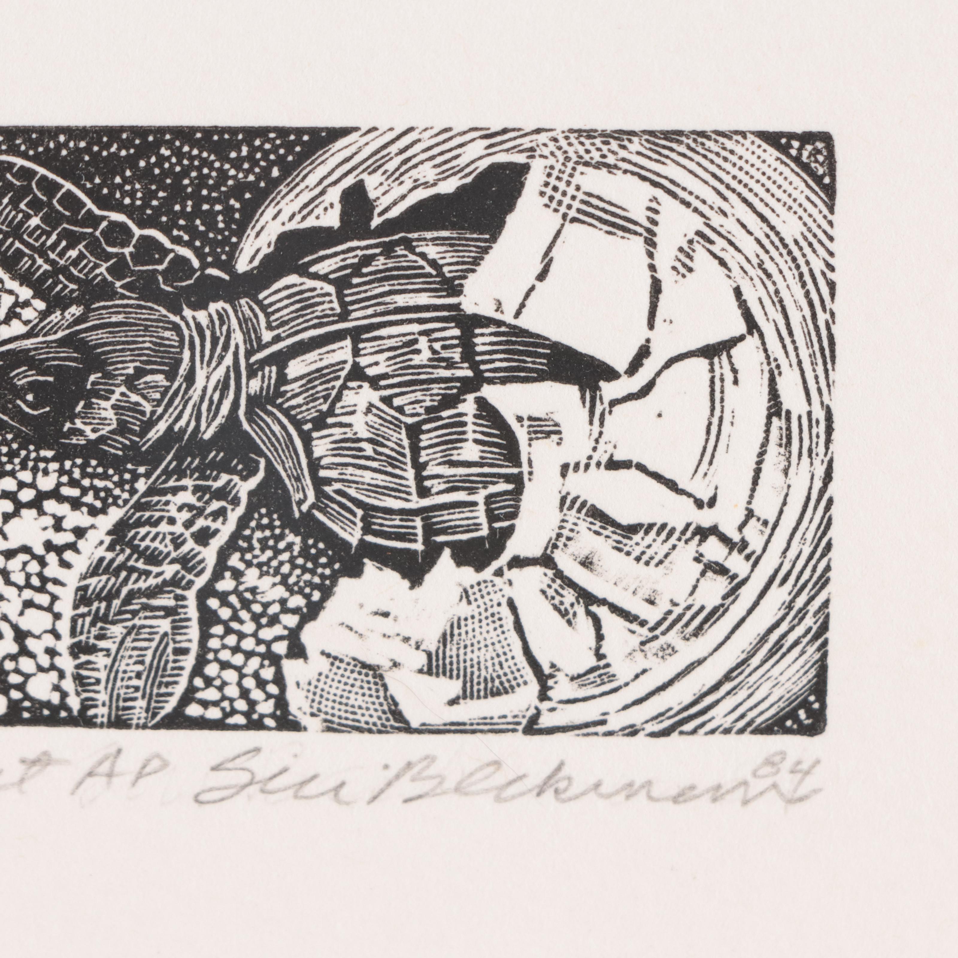 Siri Beckman Wood Engraving "Breaking Out," 1984