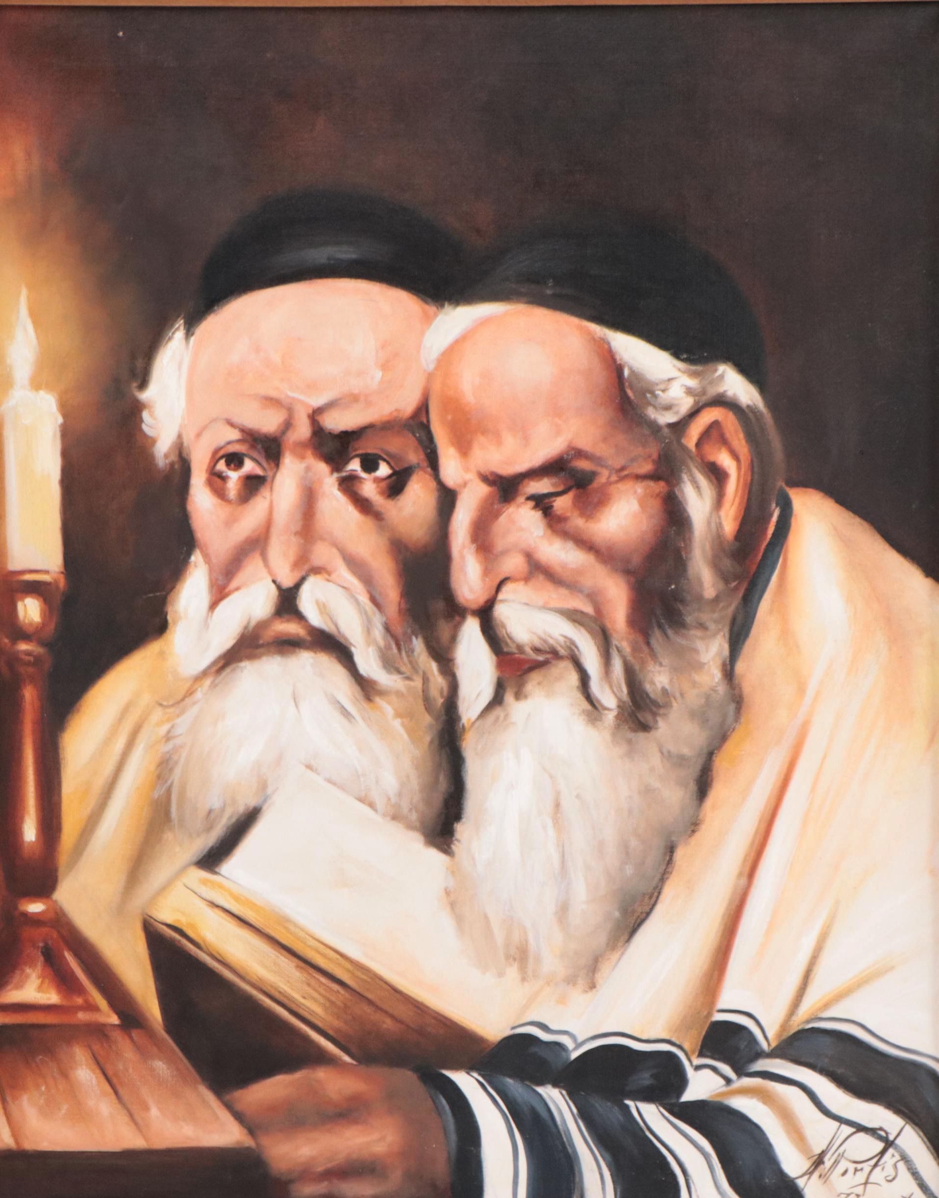 Will Portis Oil Painting of Rabbis, 1973