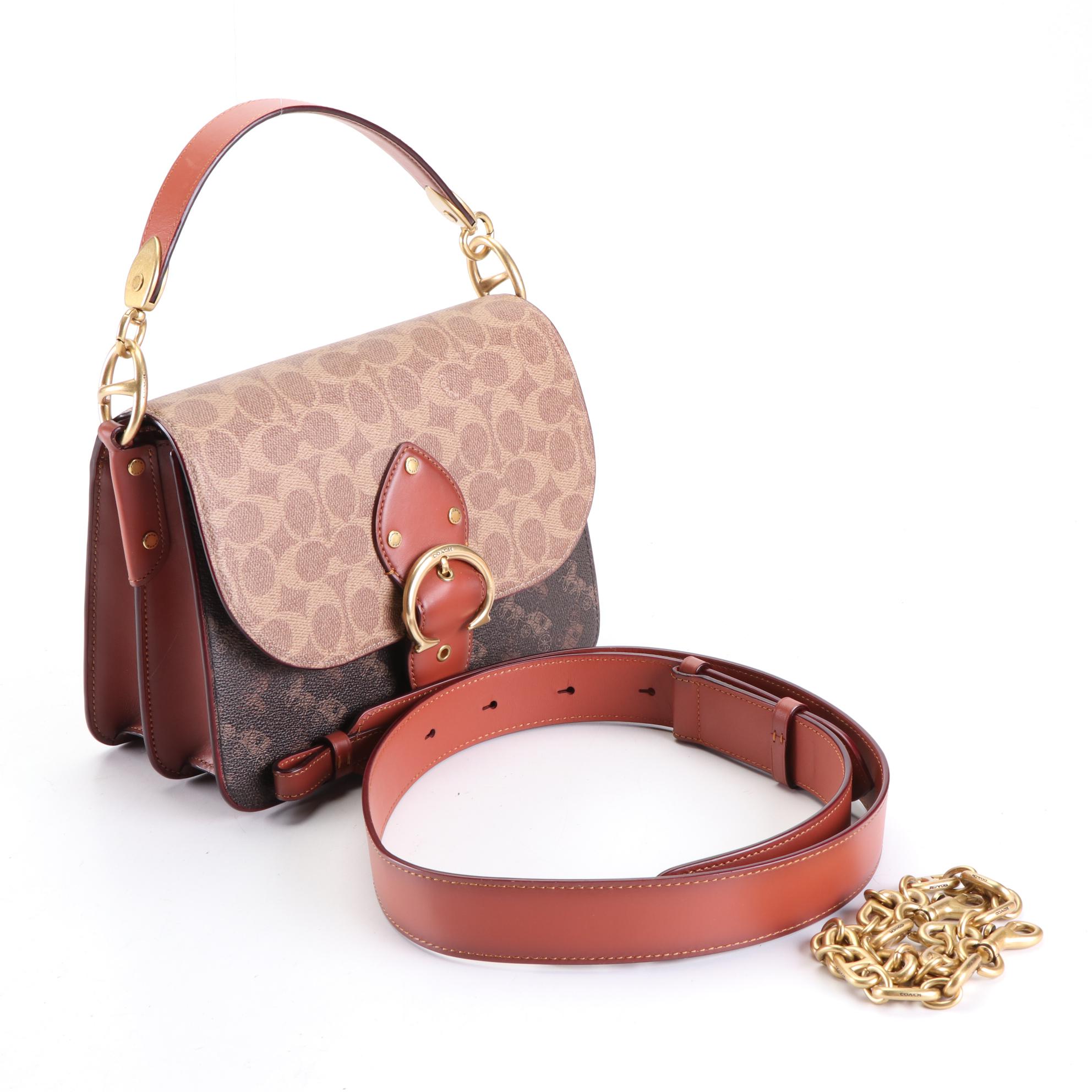 Coach Beat Shoulder Bag in Signature Canvas, Horse & Carriage Print, and Leather