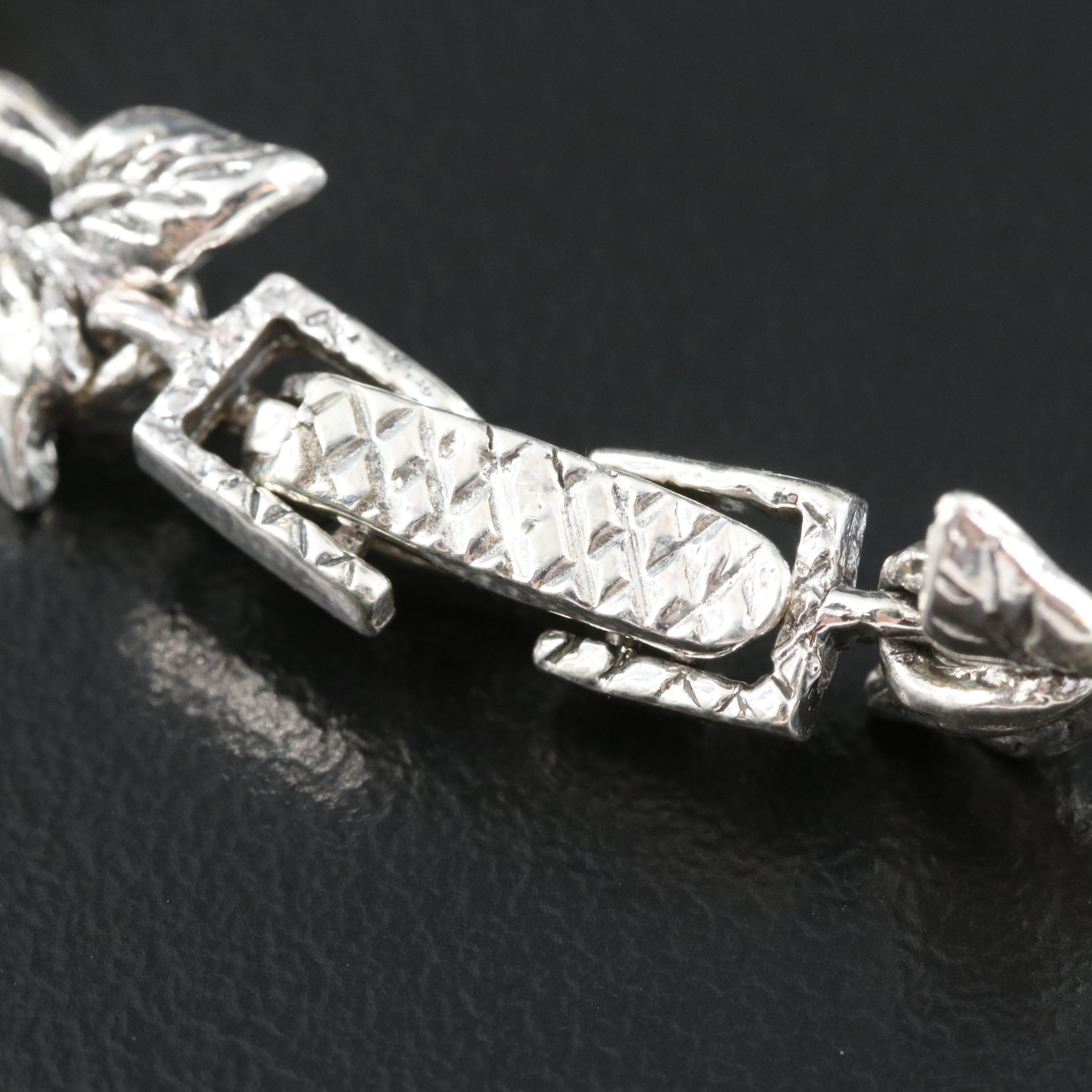 Sterling Emerald, Ruby and Marcasite Monkey Necklace