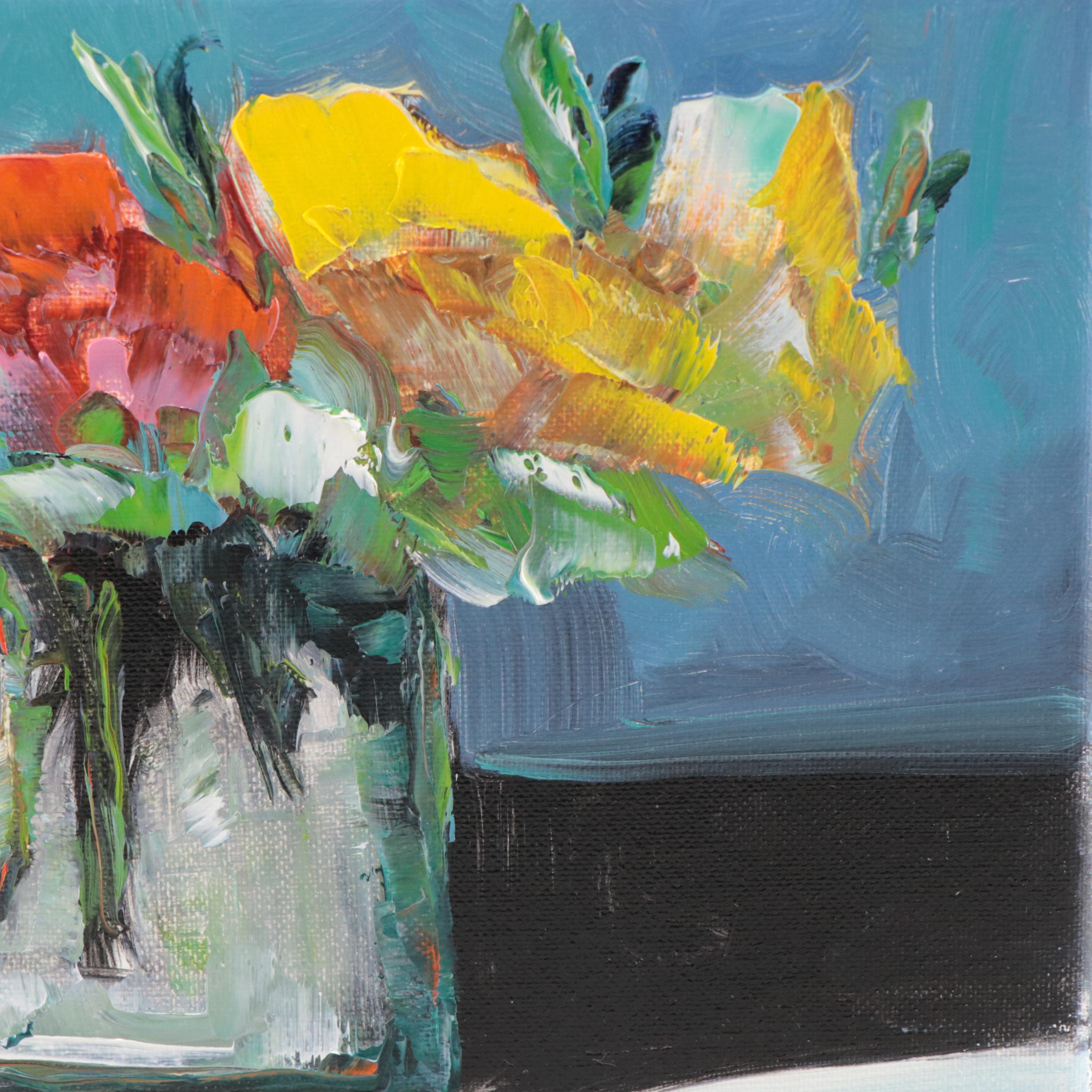 José M. Lima Floral Still Life Oil Painting, 2023