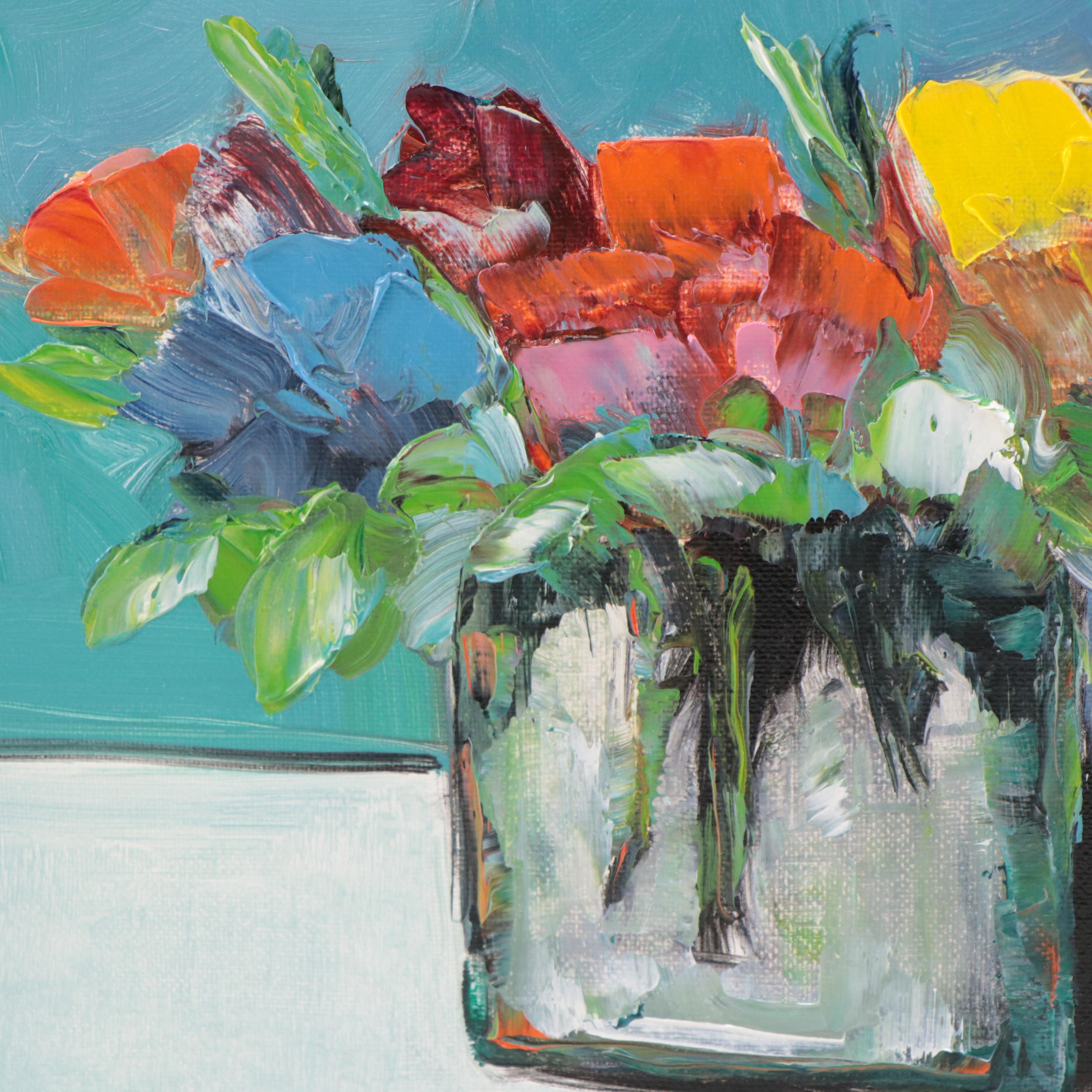 José M. Lima Floral Still Life Oil Painting, 2023