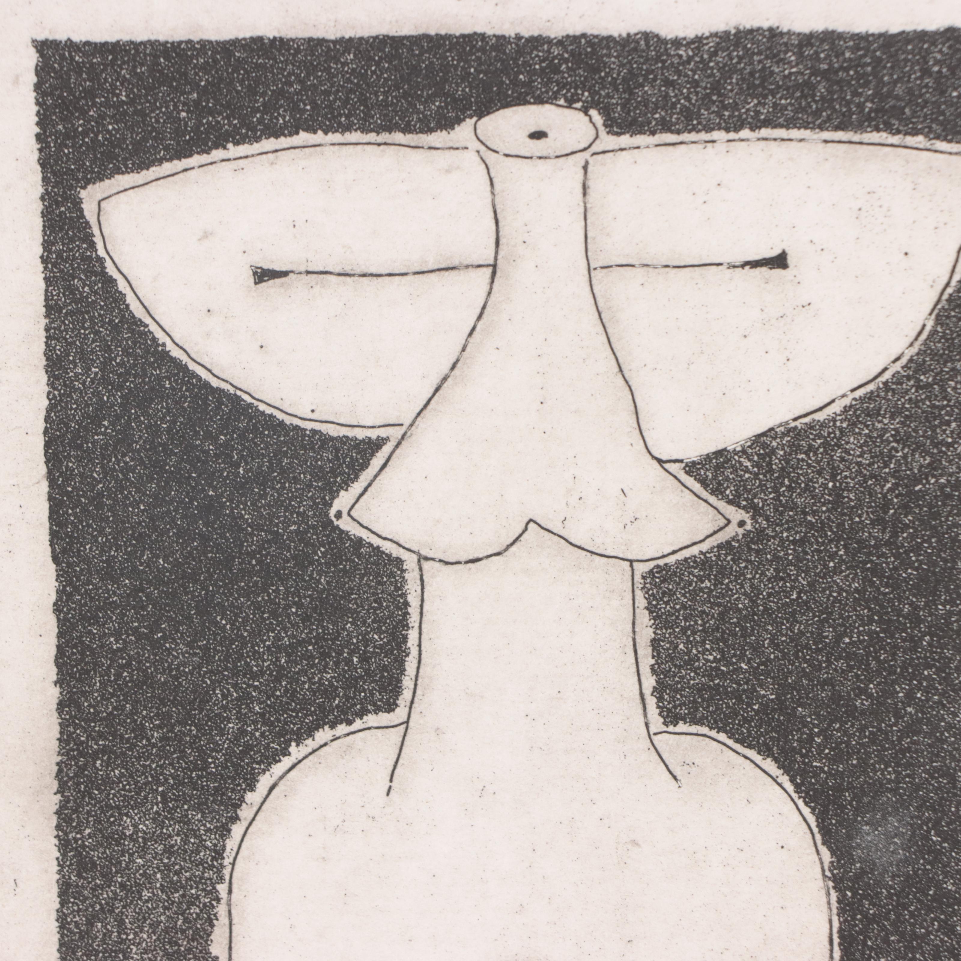 Modernist Style Etching of Nude, Late 20th Century