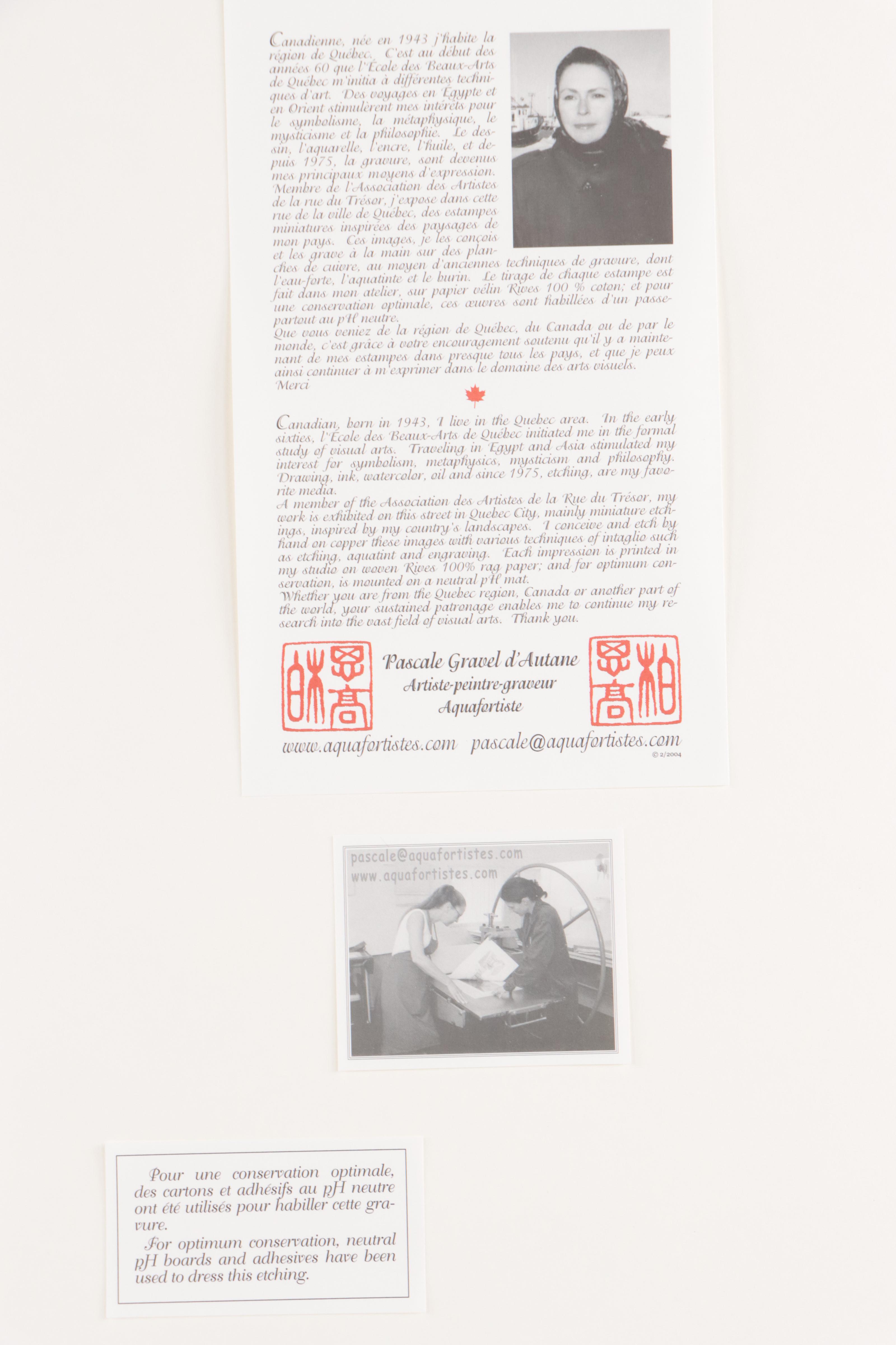 Pascale Gravel d'Autune Etching "La Maison Chevalier Cascade"