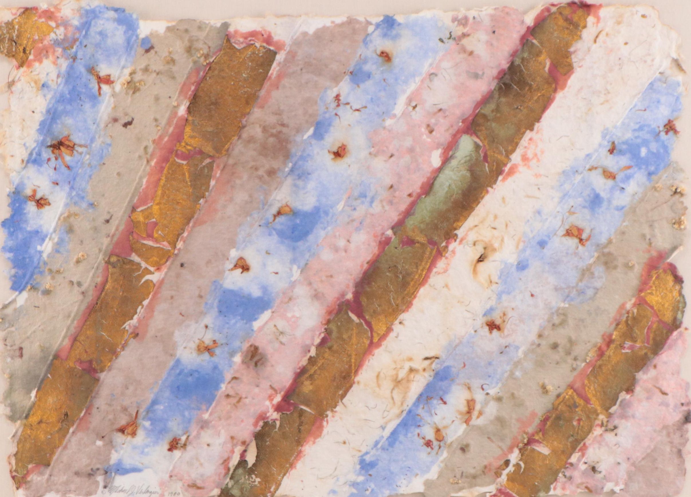 Michael Verlangieri Abstract Mixed Media Composition "Stripes," 1980
