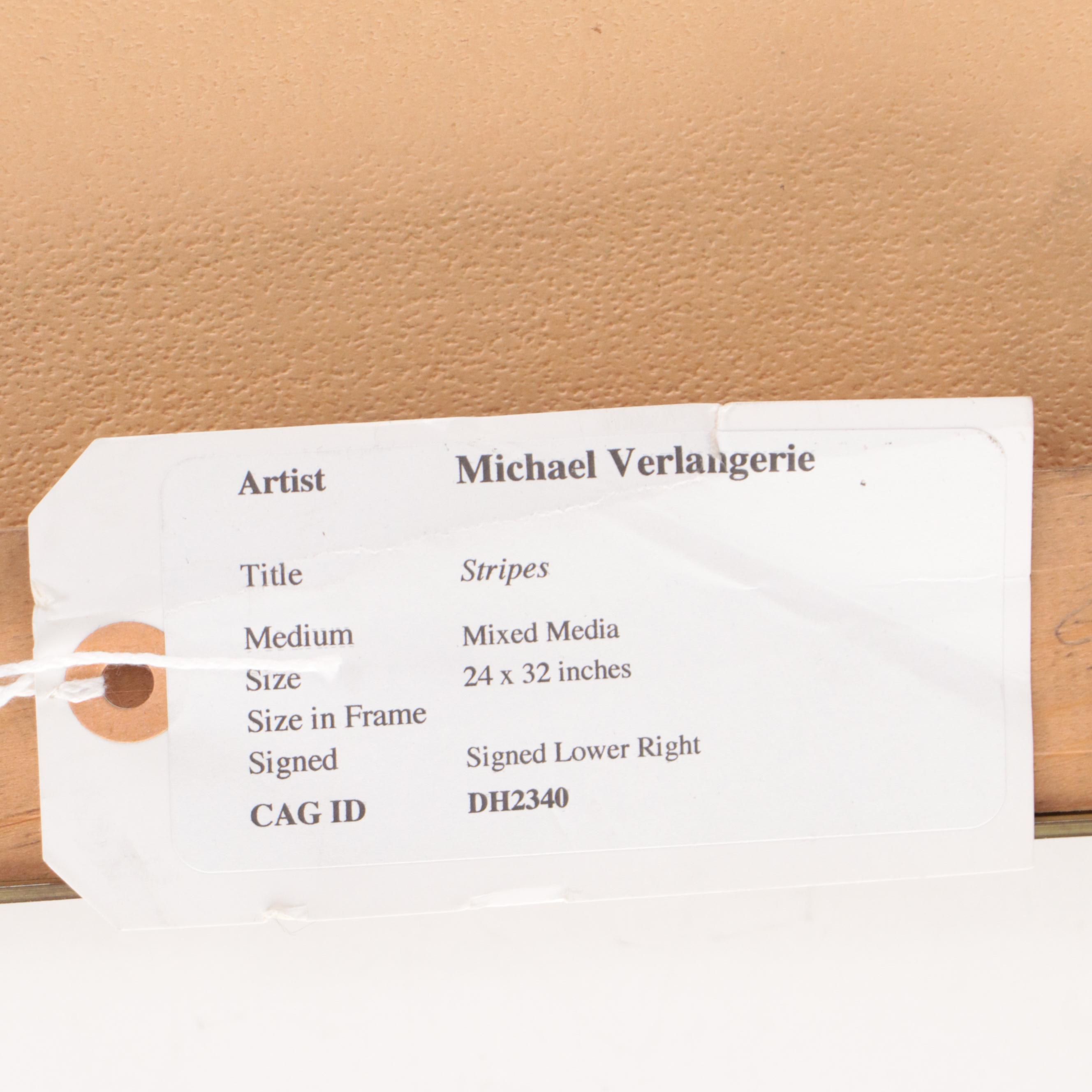 Michael Verlangieri Abstract Mixed Media Composition "Stripes," 1980