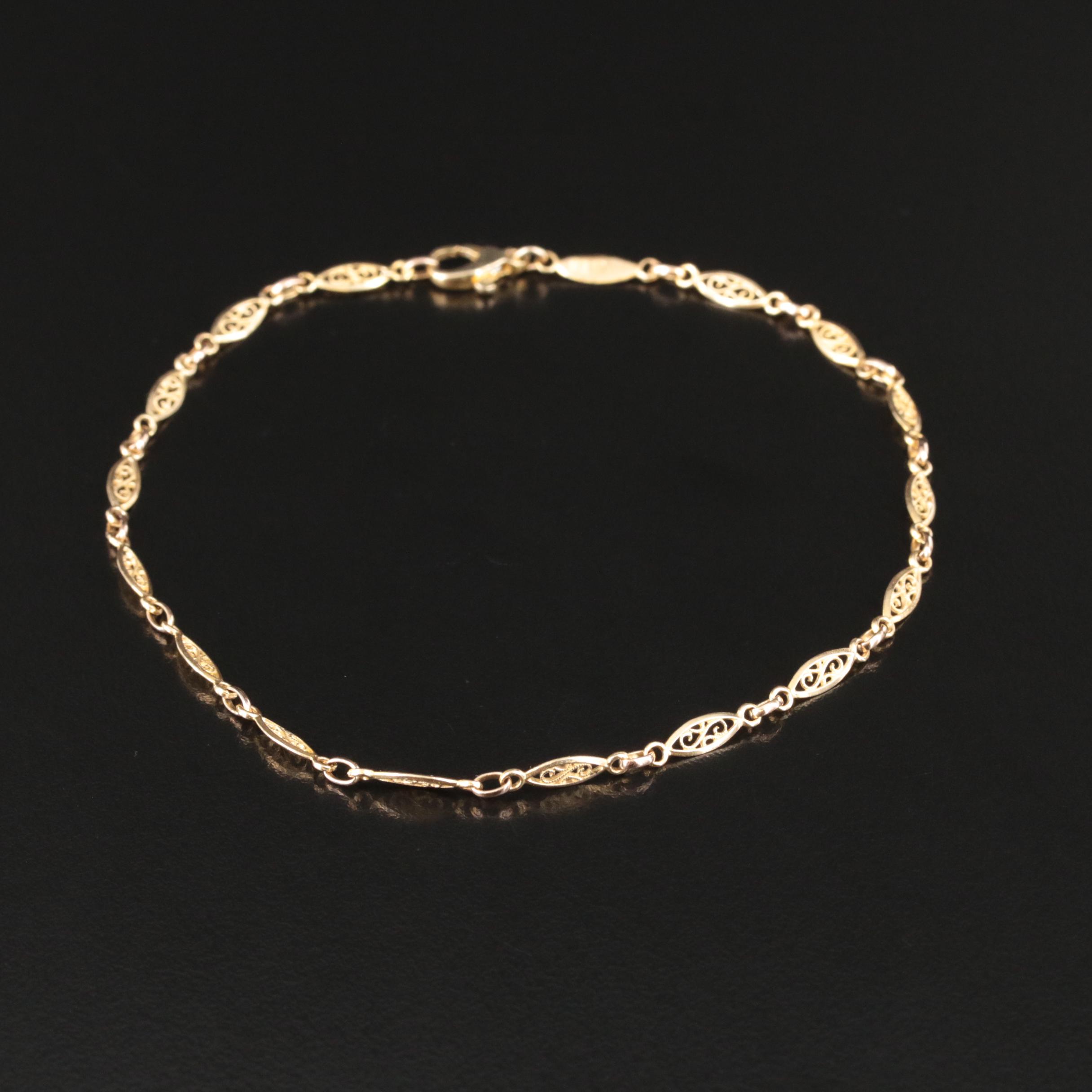 Italian 14K Filigree Station Anklet