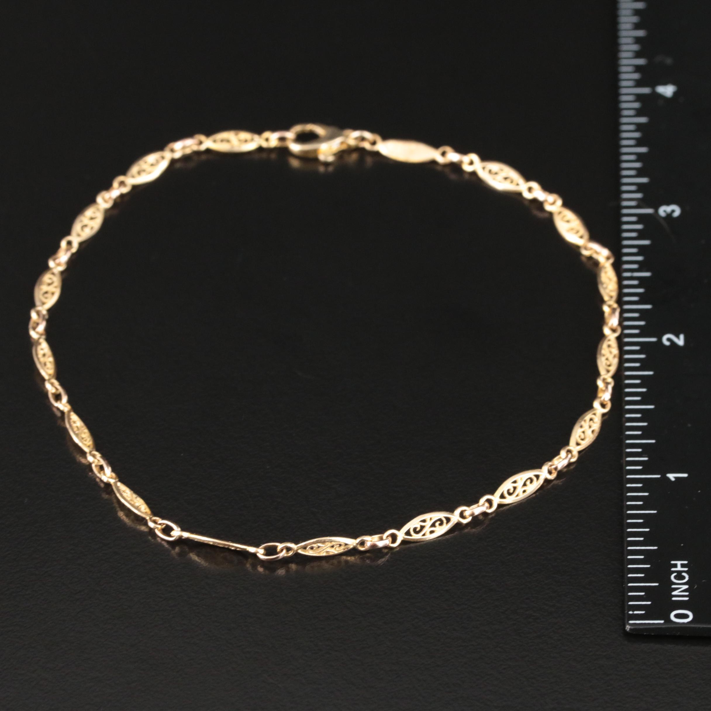 Italian 14K Filigree Station Anklet