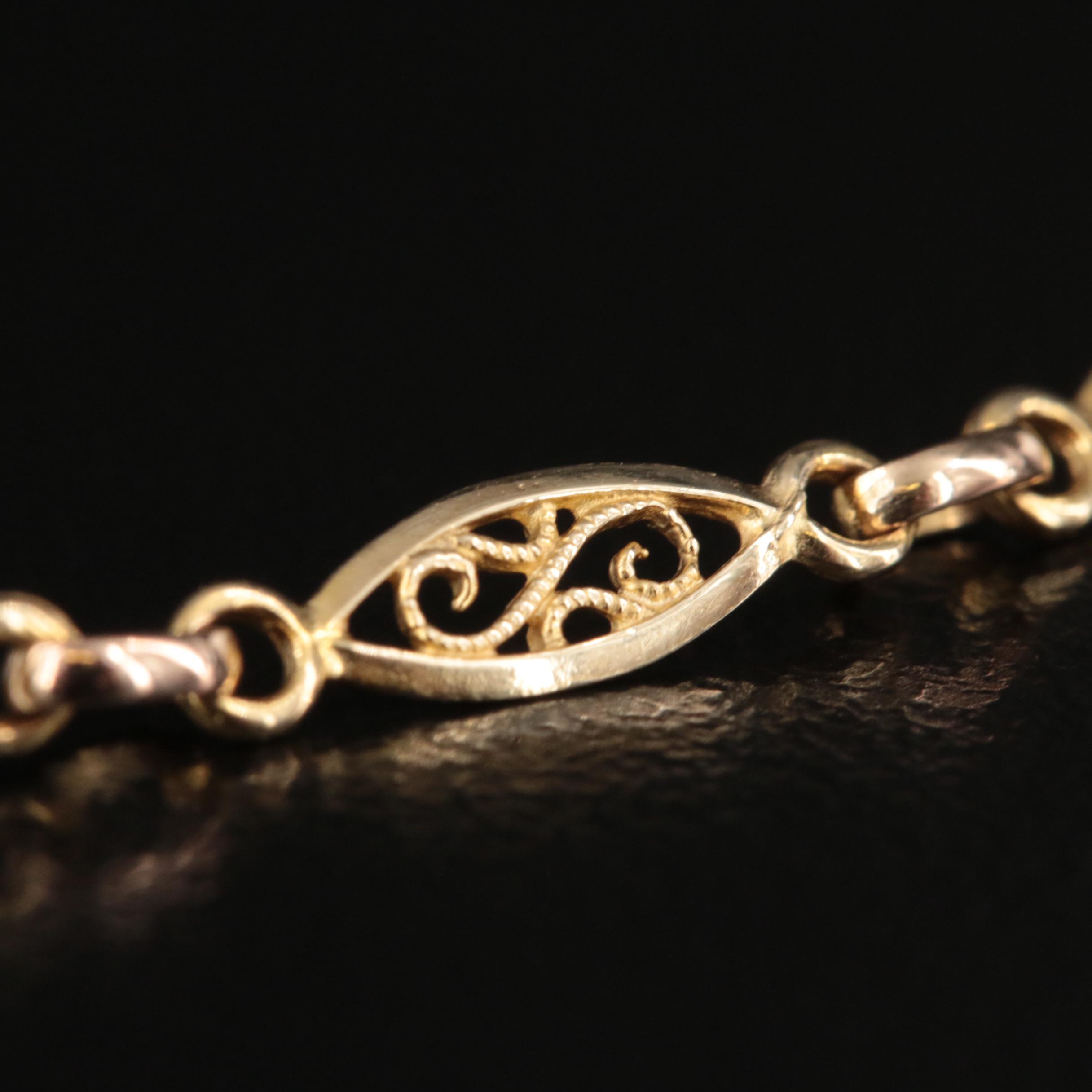 Italian 14K Filigree Station Anklet