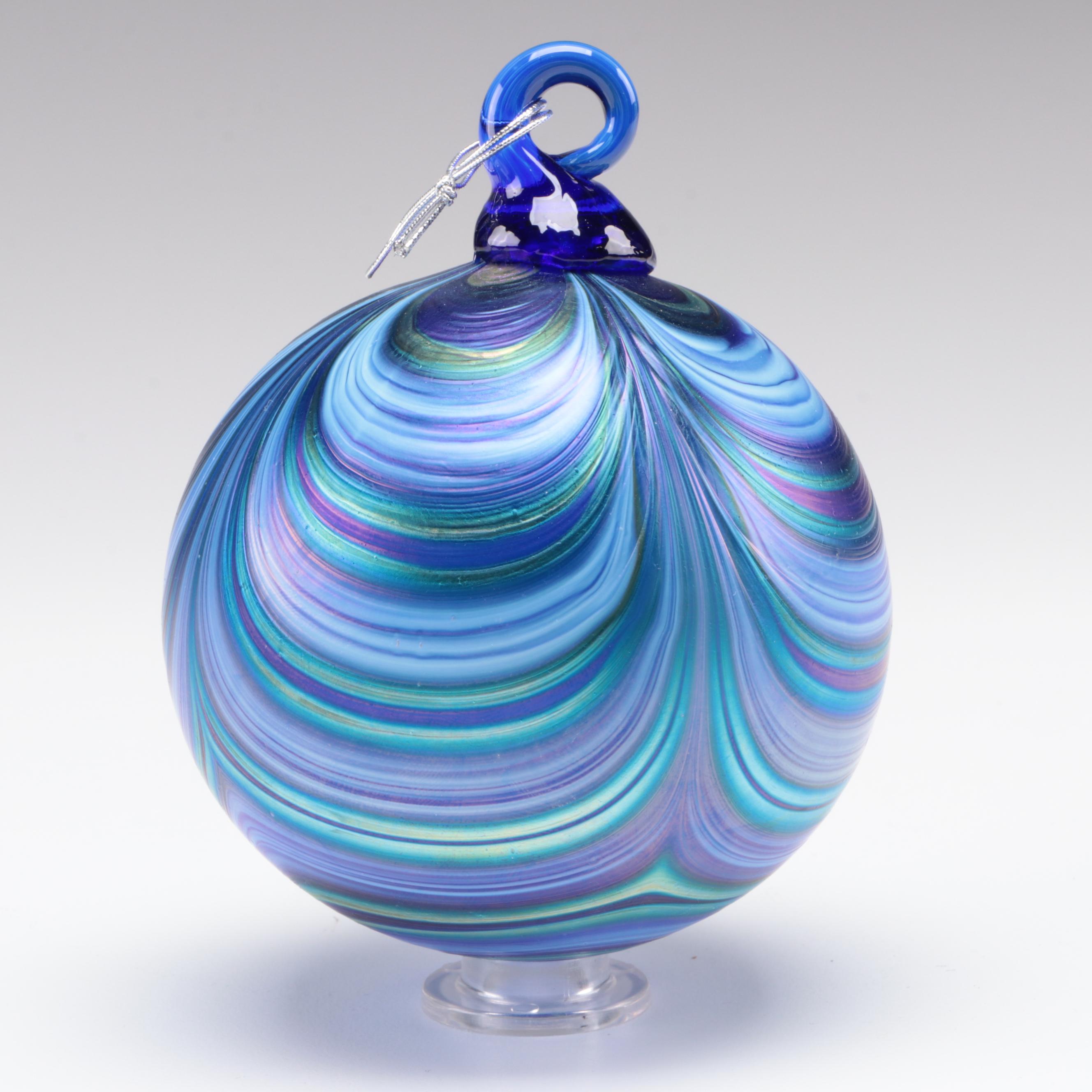 Art Institute of Chicago Iridescent Pulled and Striped Art Glass Ornaments