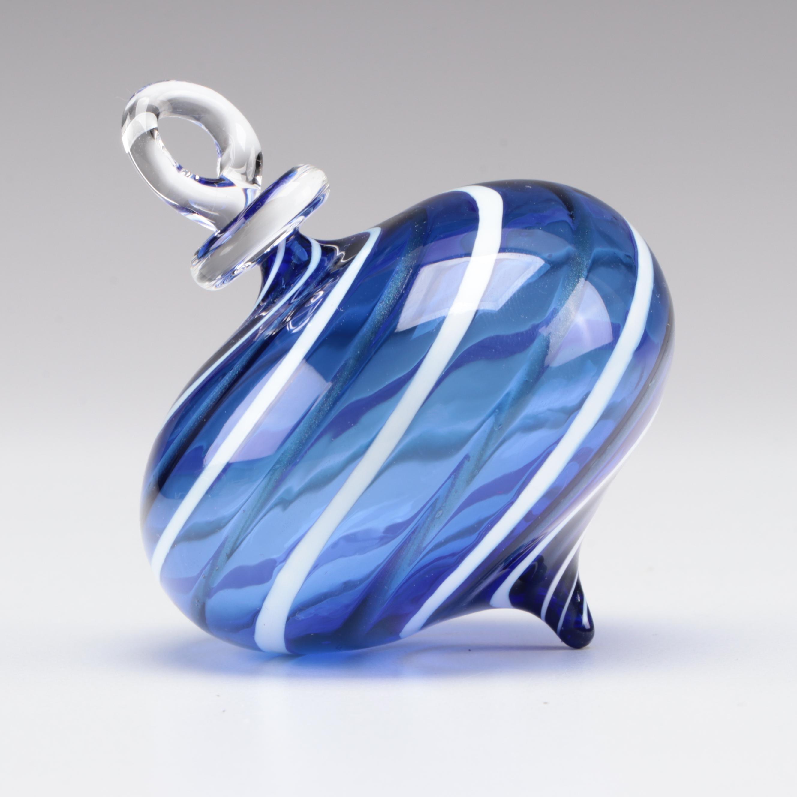 Art Institute of Chicago Iridescent Pulled and Striped Art Glass Ornaments