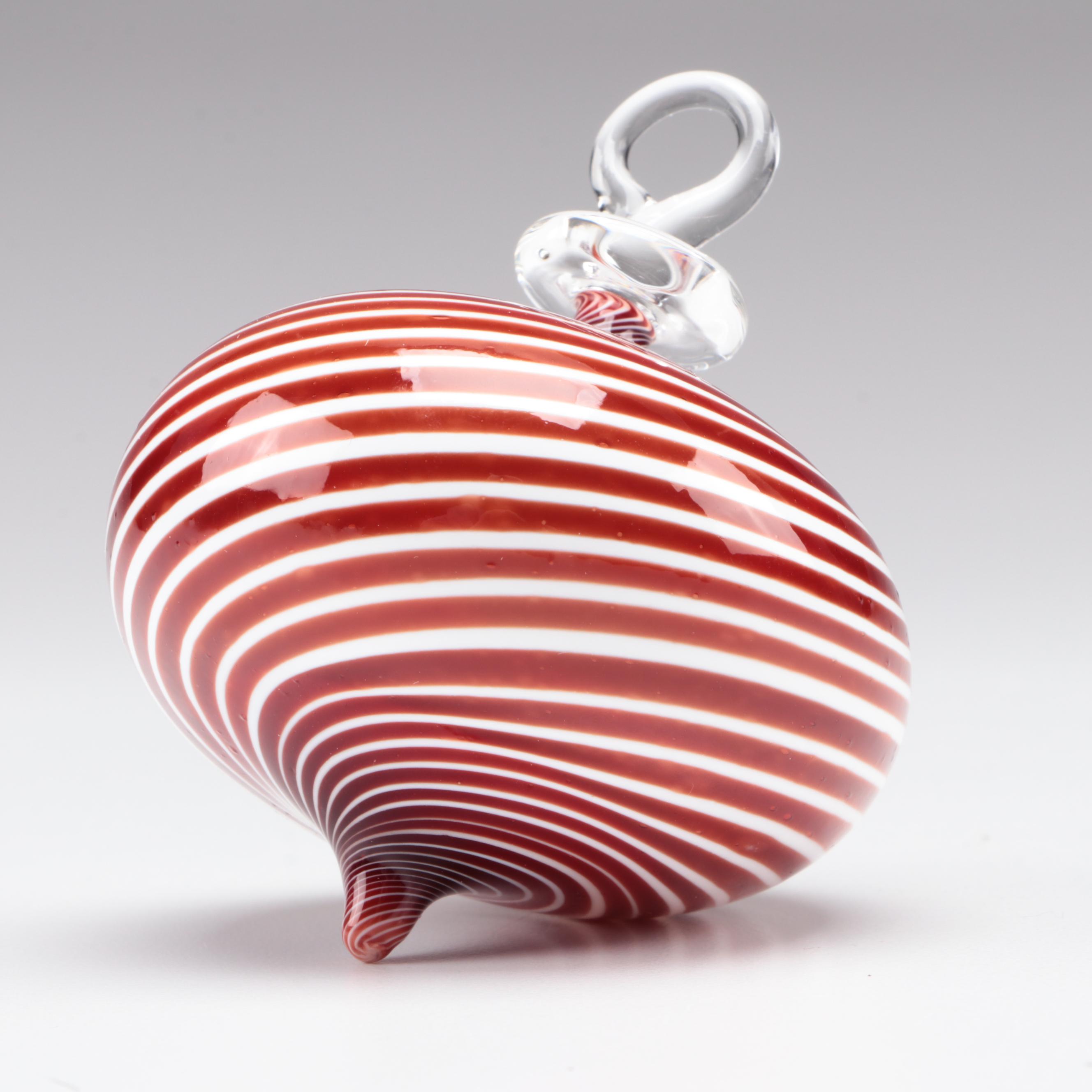 Art Institute of Chicago Iridescent Pulled and Striped Art Glass Ornaments