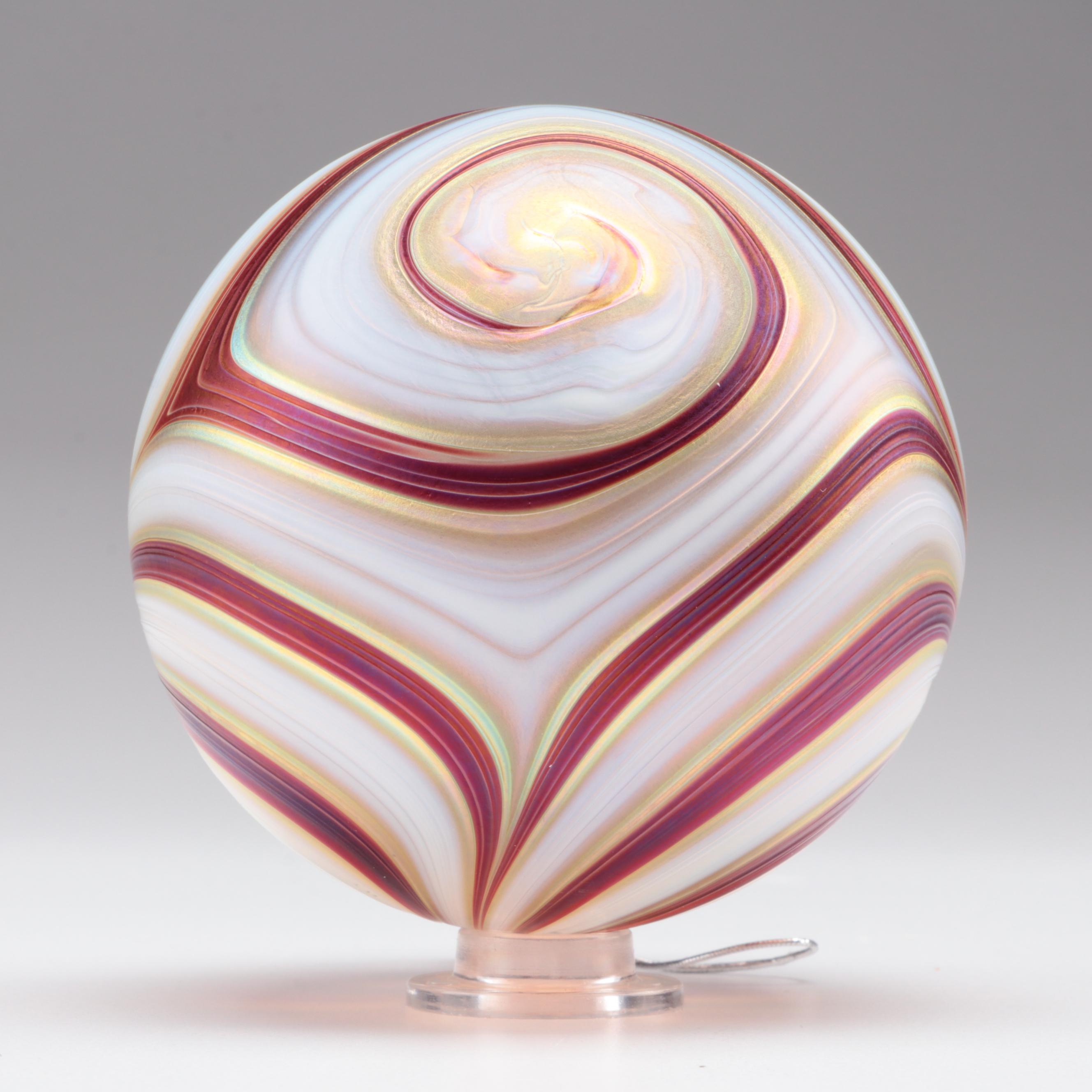 Art Institute of Chicago Iridescent Pulled and Striped Art Glass Ornaments