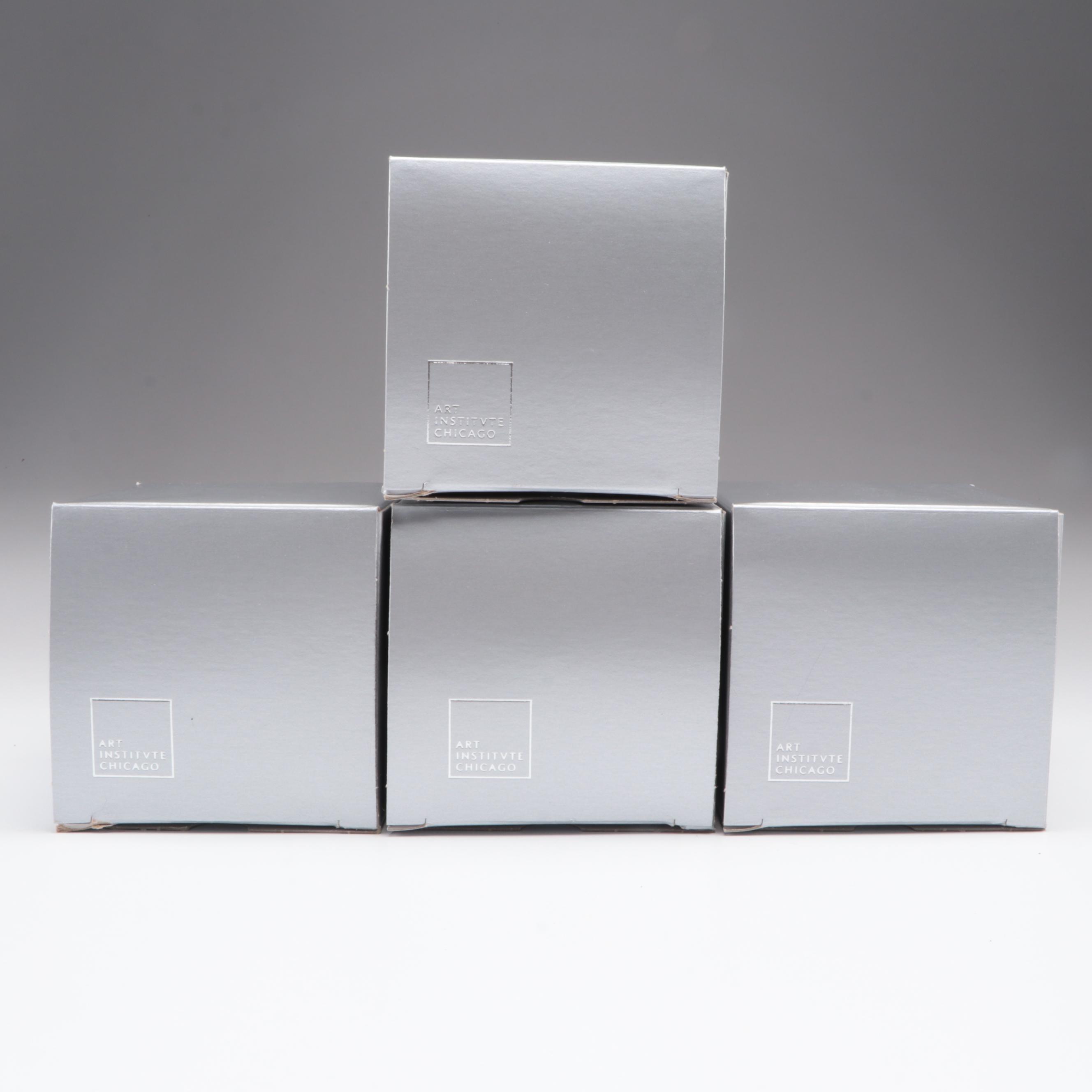 Art Institute of Chicago Iridescent Pulled and Striped Art Glass Ornaments