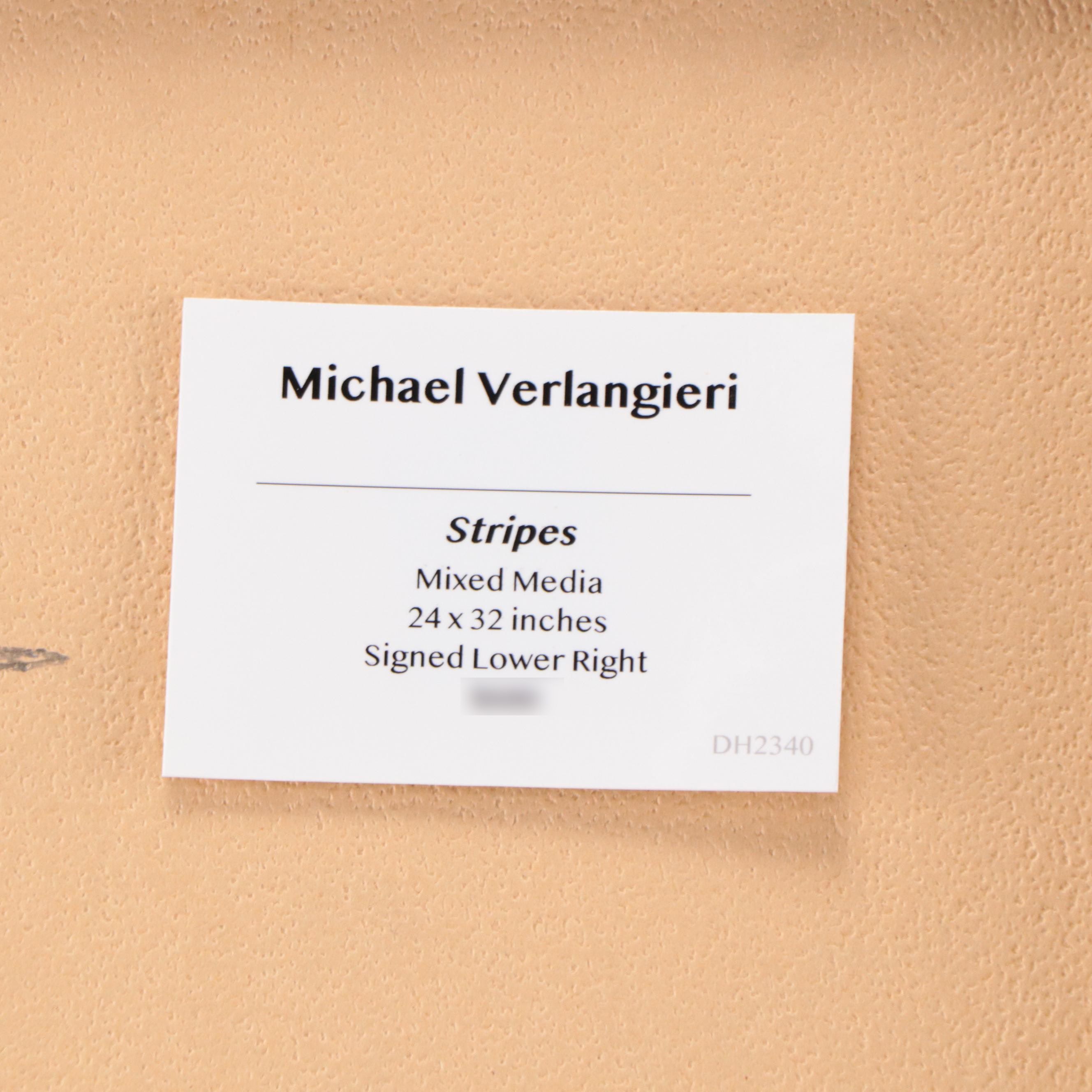 Michael Verlangieri Abstract Mixed Media Composition "Stripes," 1980