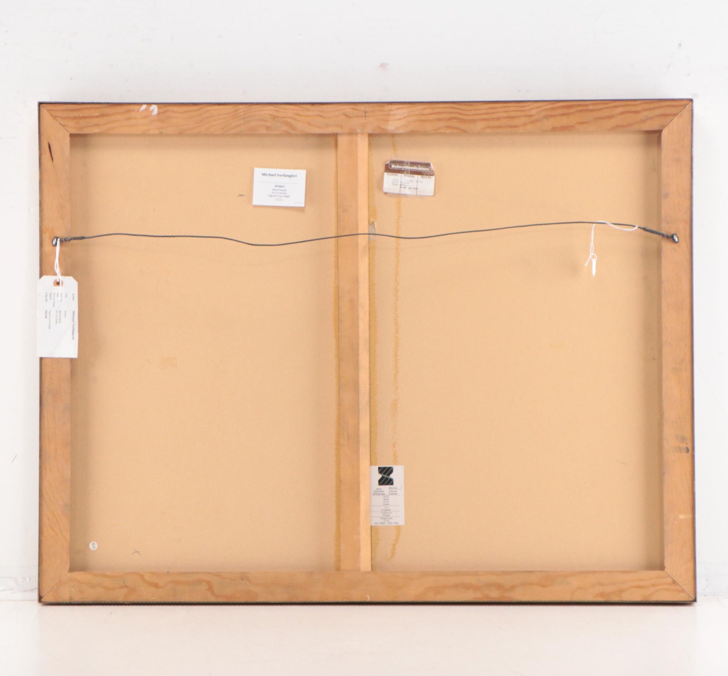 Michael Verlangieri Abstract Mixed Media Composition "Stripes," 1980