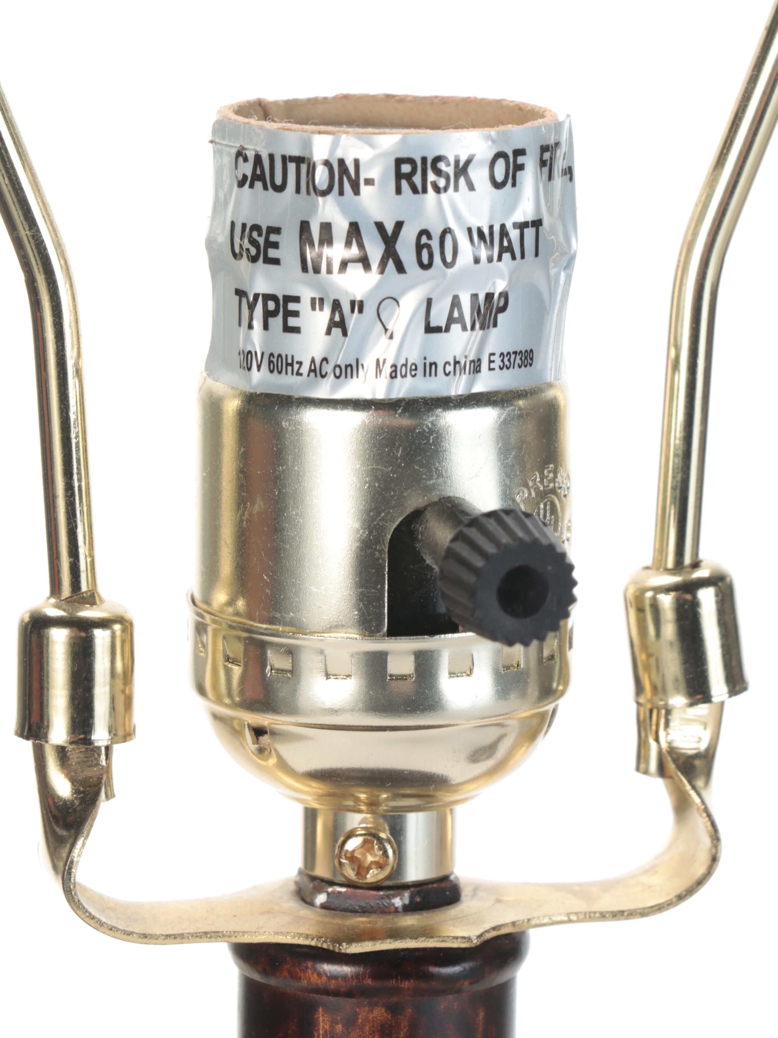 Bronzed Filigree Metal and Glass Table Lamps, Contemporary