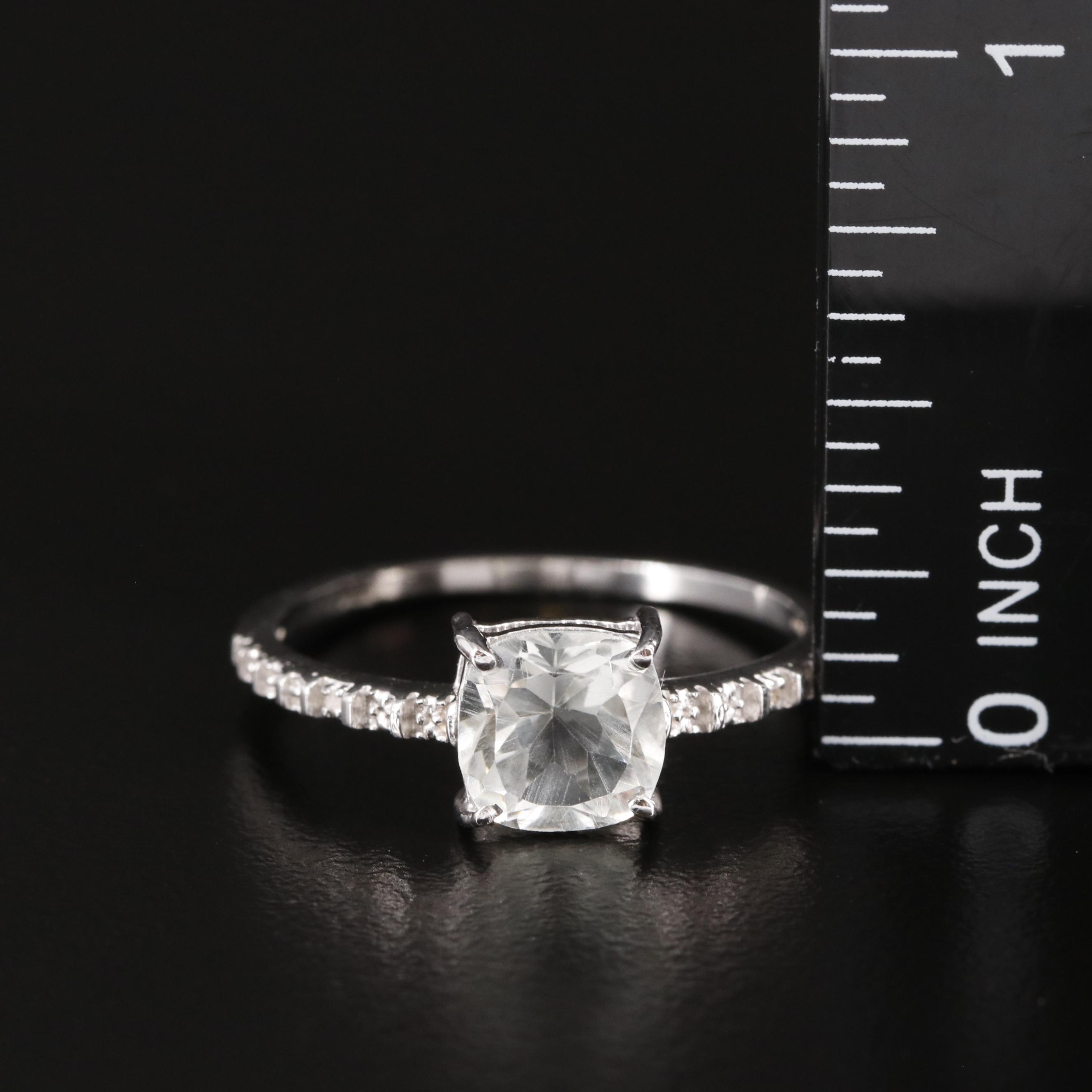 Sterling Prasiolite and Diamond Ring