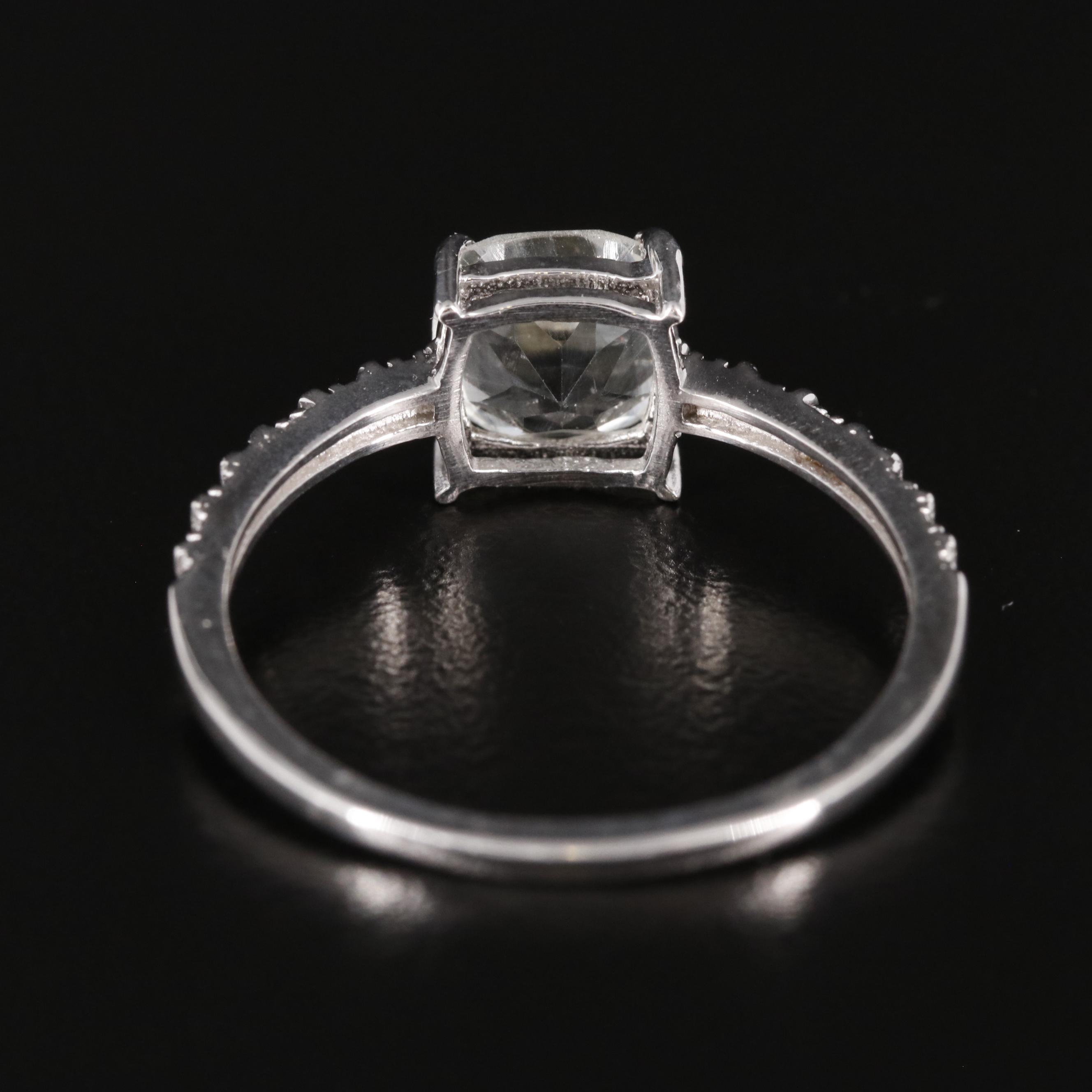 Sterling Prasiolite and Diamond Ring