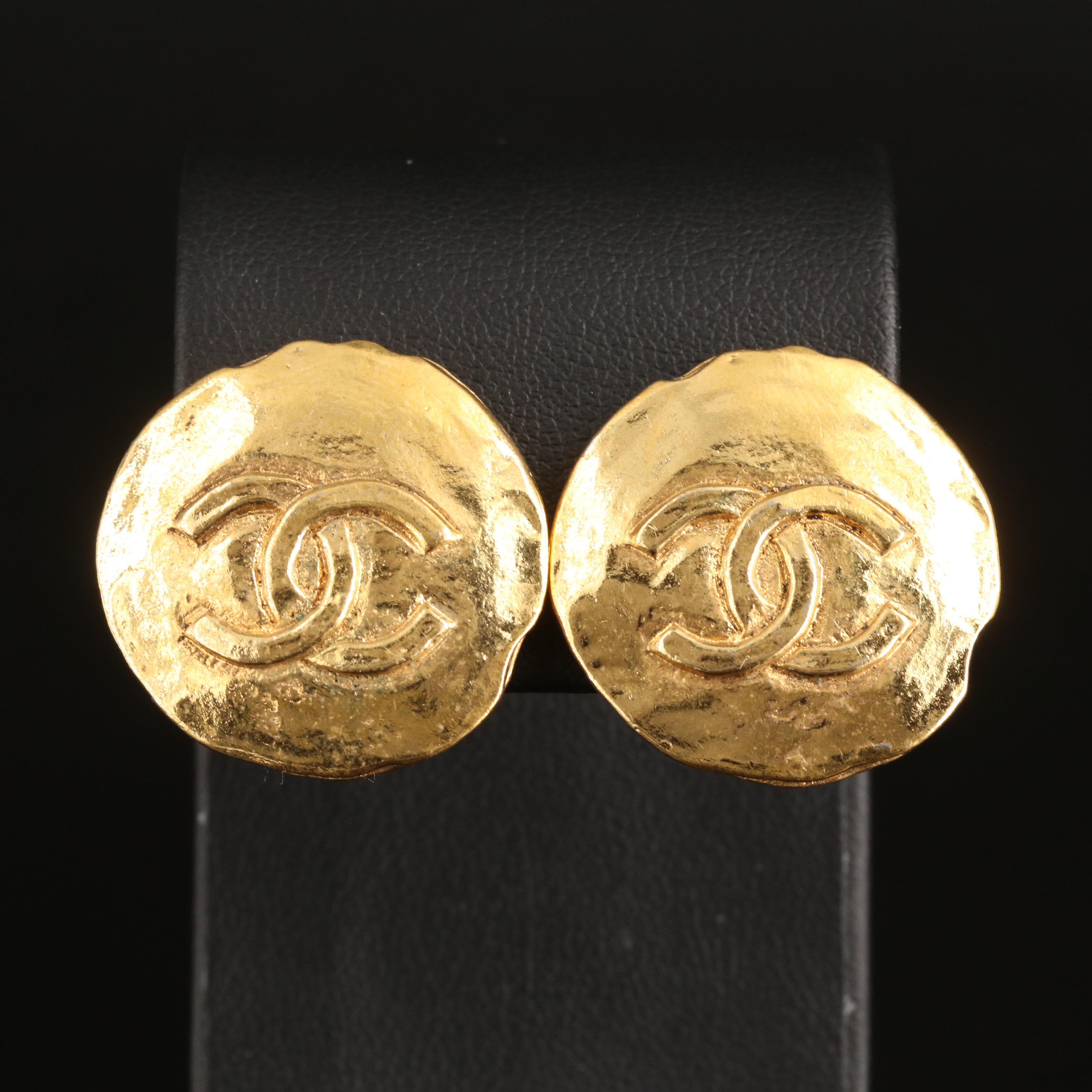Chanel Logo Button Earrings