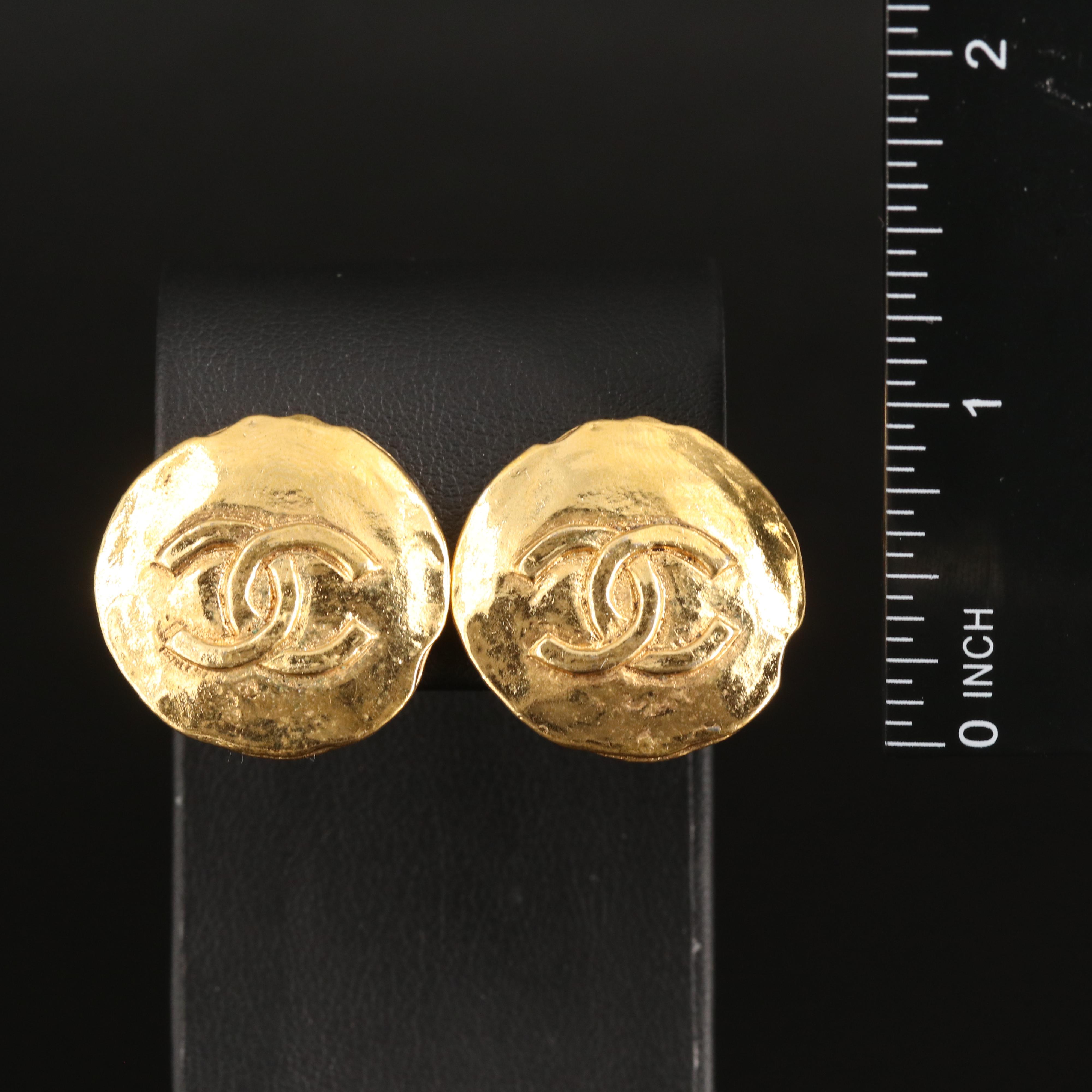 Chanel Logo Button Earrings