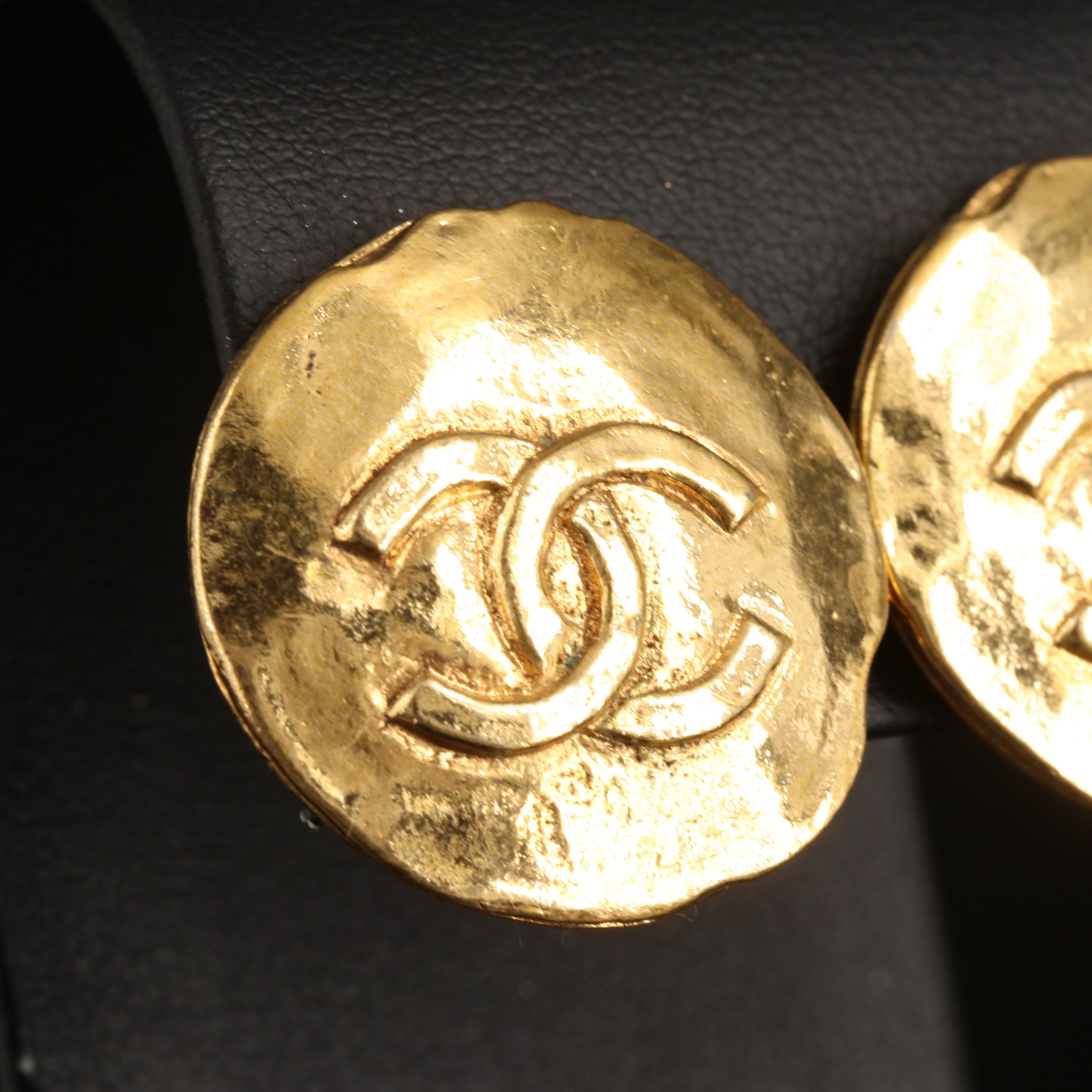 Chanel Logo Button Earrings
