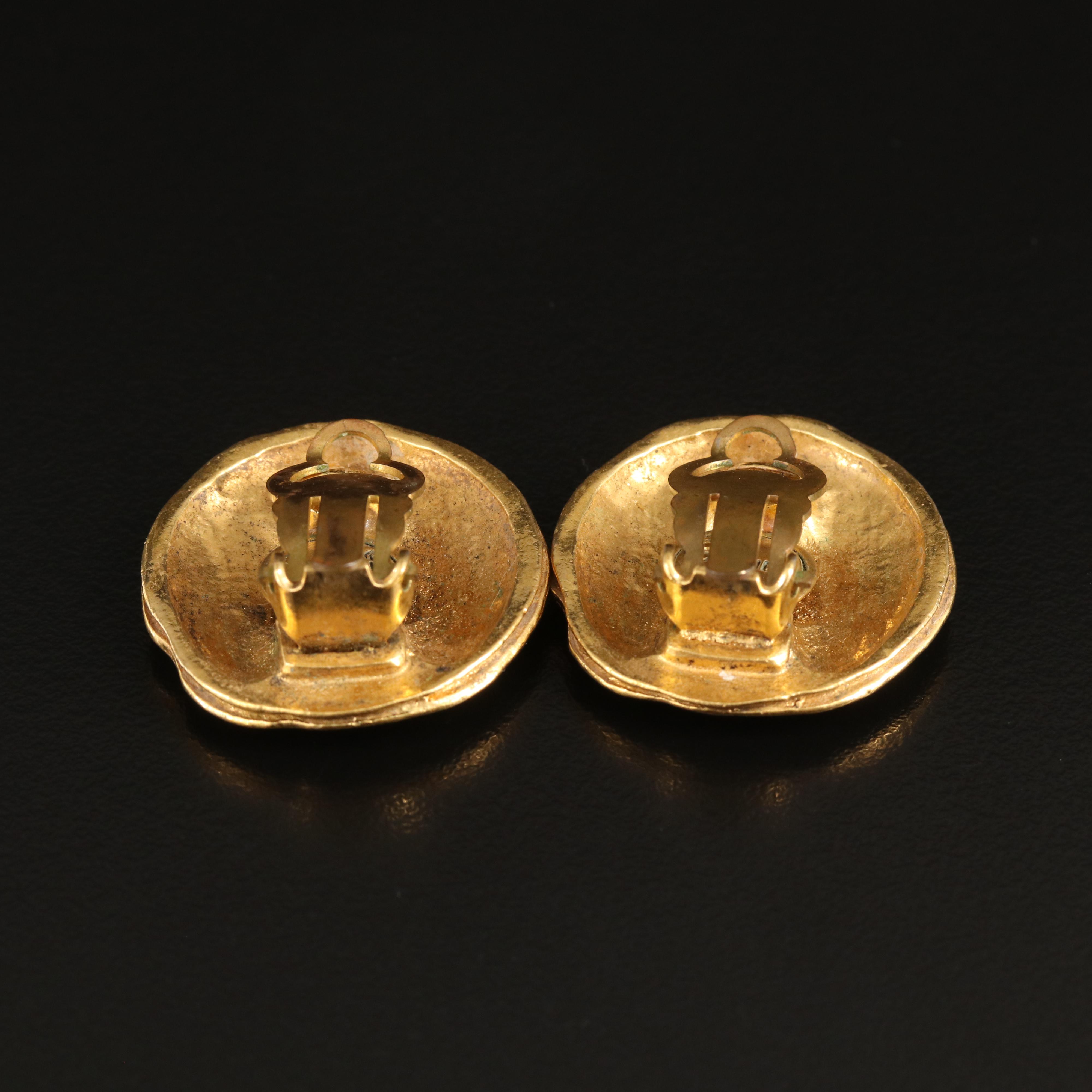 Chanel Logo Button Earrings