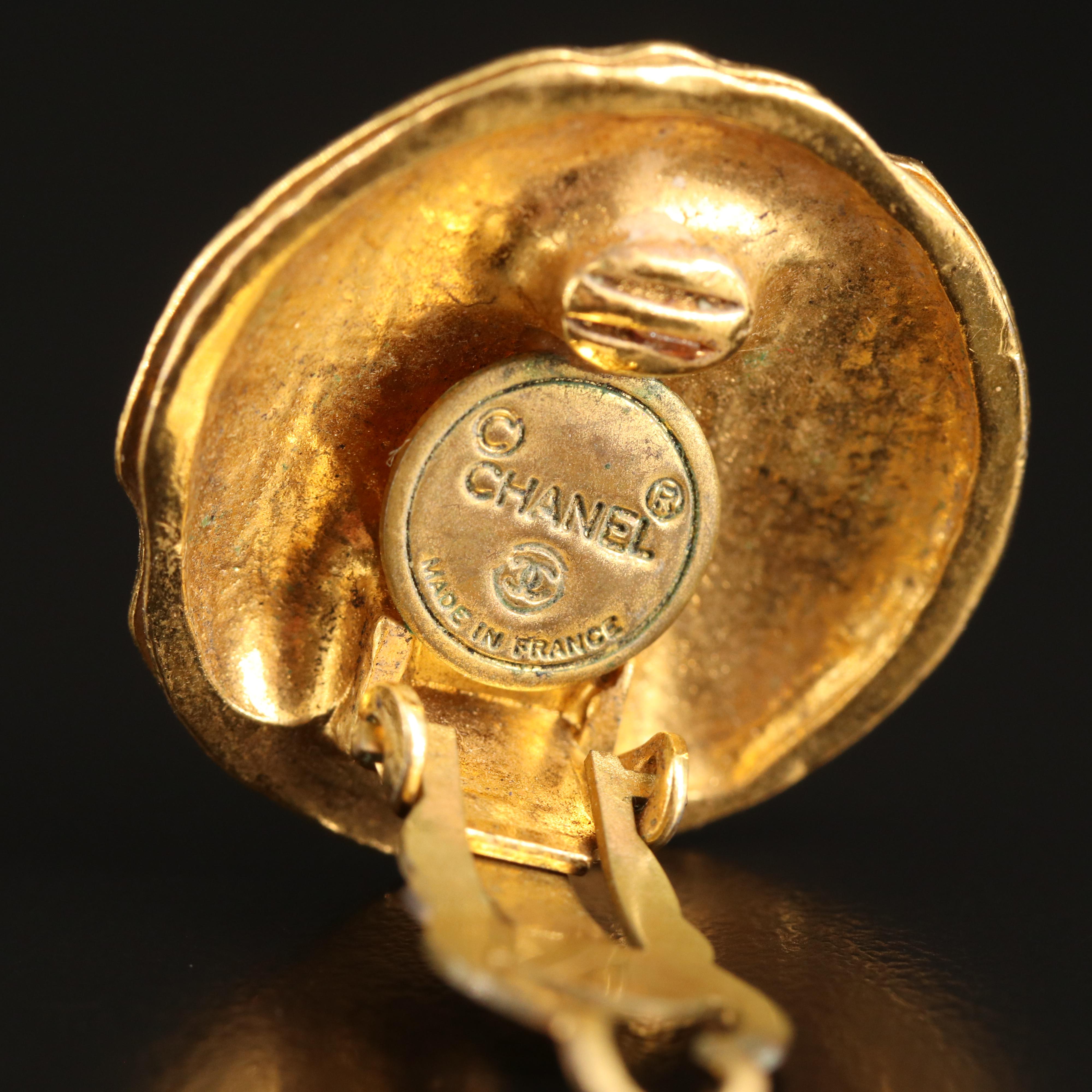 Chanel Logo Button Earrings