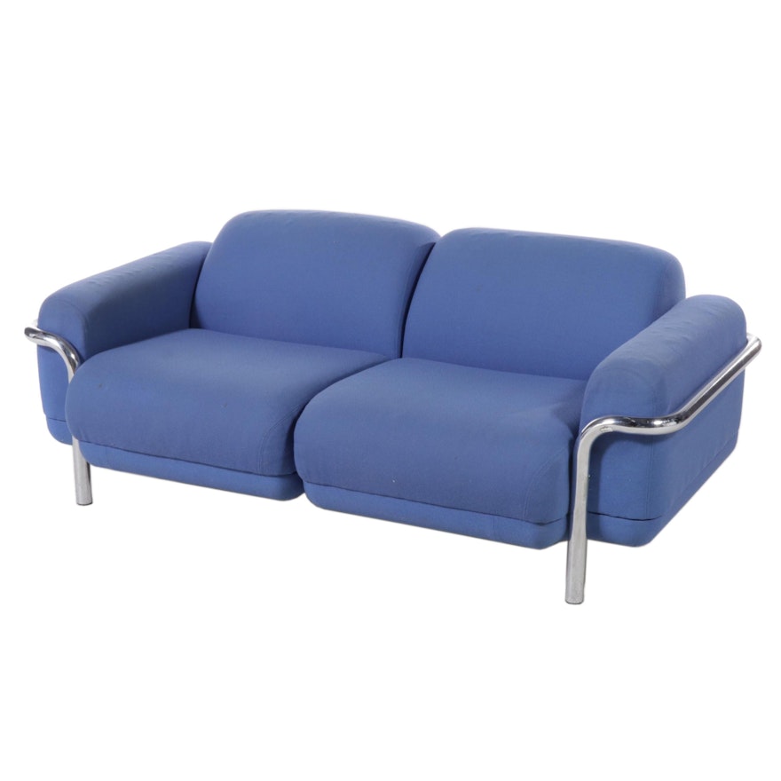 Joan Burgasser Modernist Tubular and Chromed Steel Loveseat, circa 1970