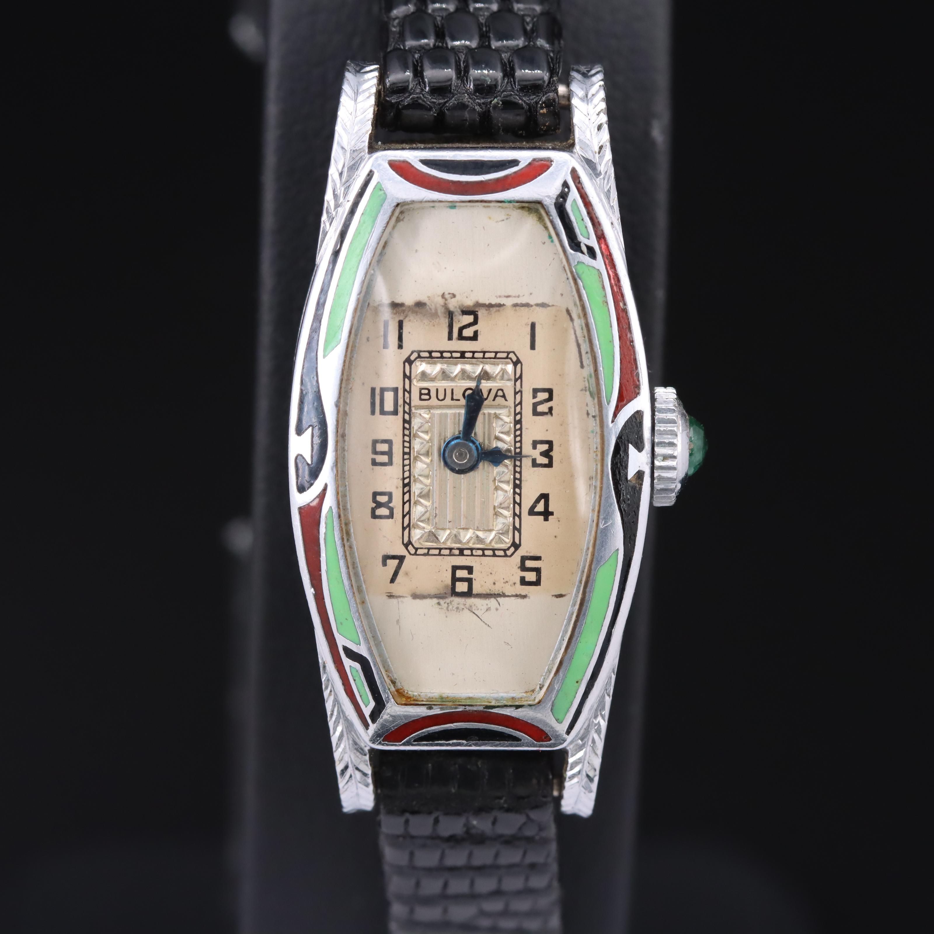 Vintage Bulova Watch in Enameled Case