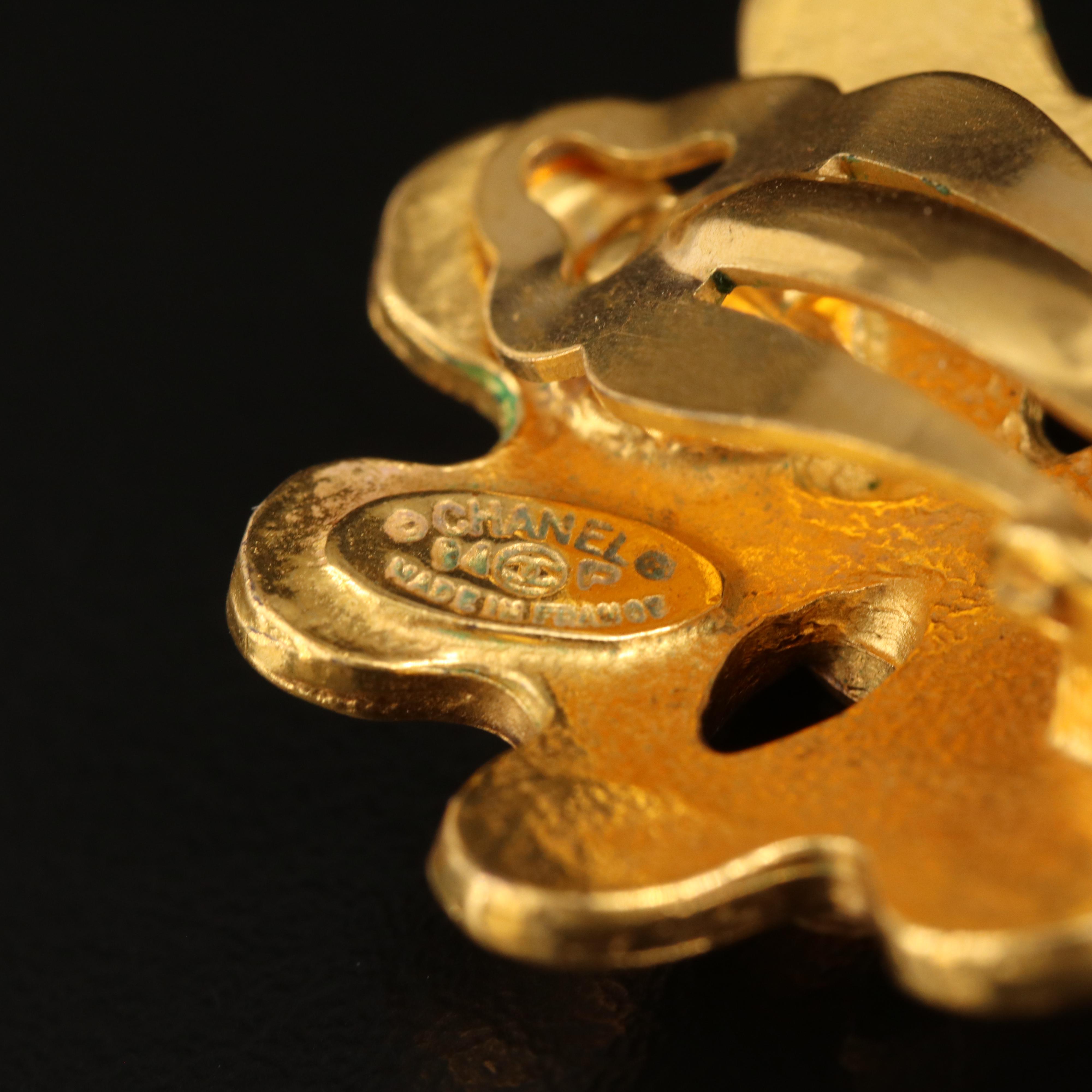 Chanel Flower Cutout Logo Earrings