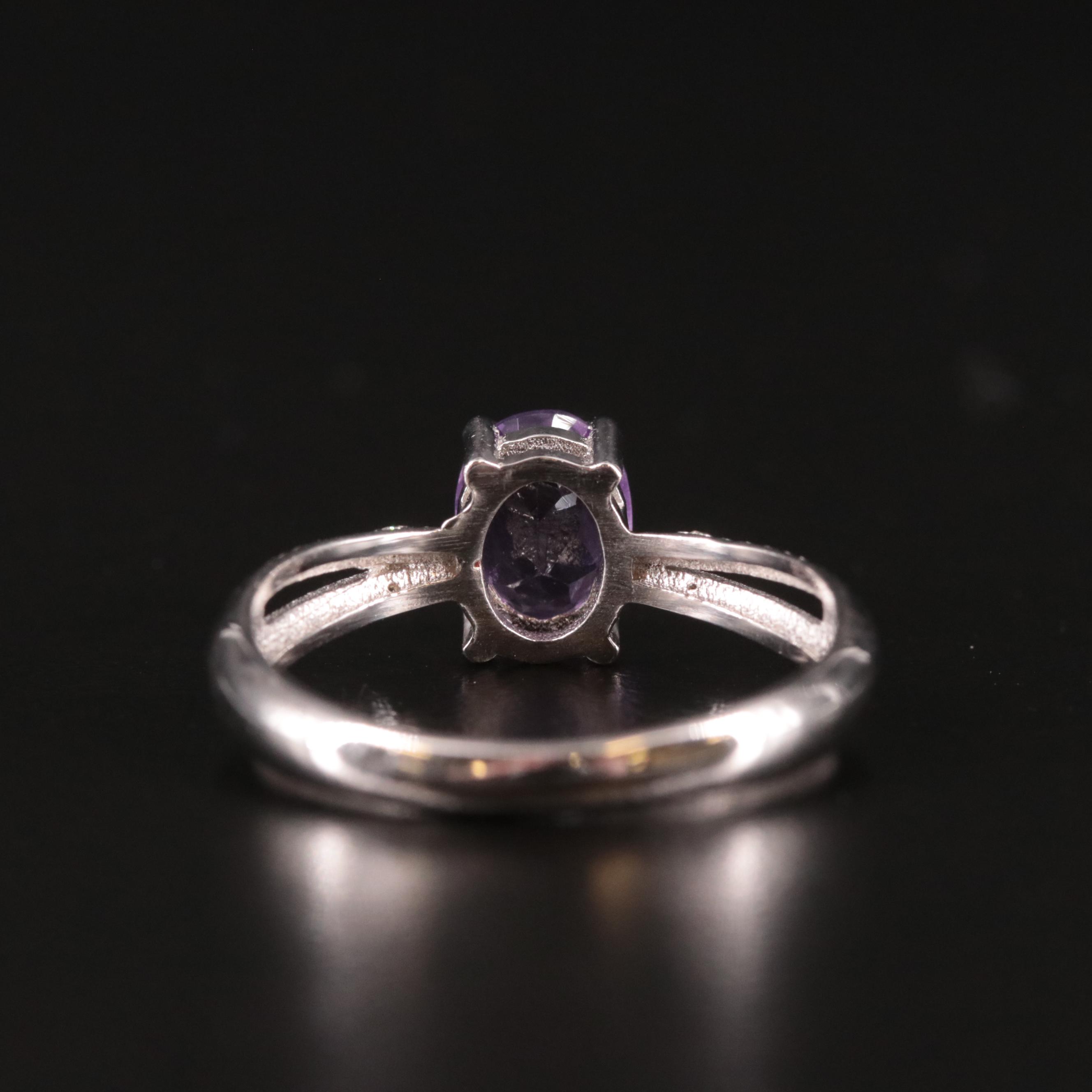 Sterling Amethyst and Diamond Ring