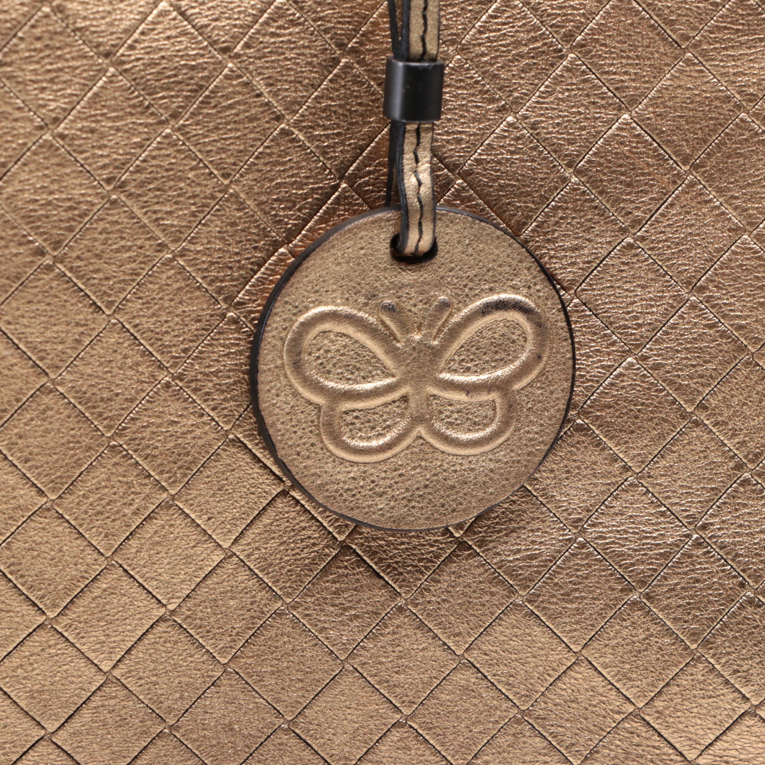 Bottega Veneta Large Tote in Metallic Intreccio Mirage Leather