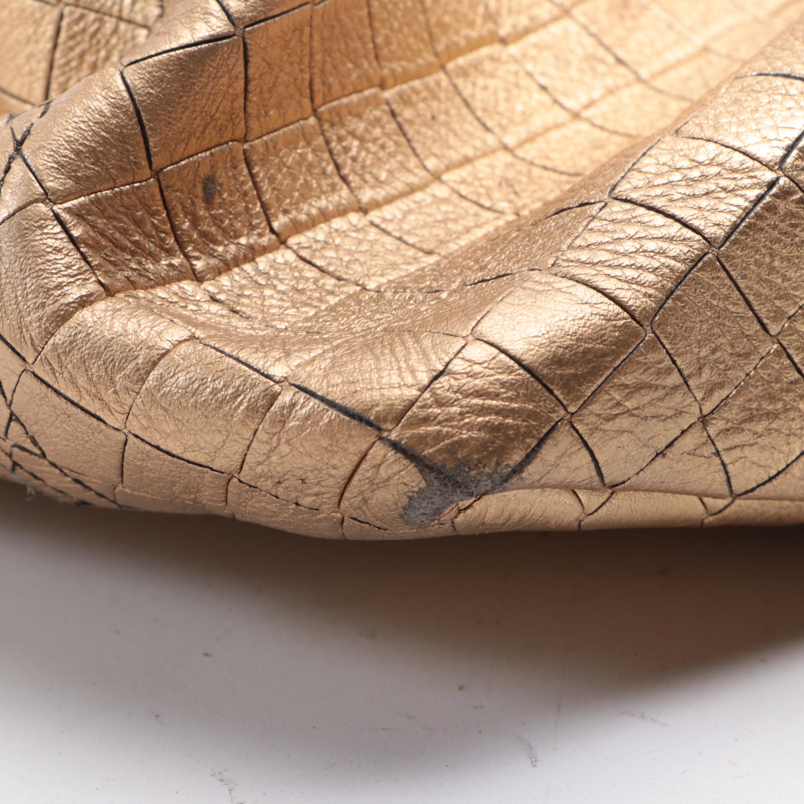 Bottega Veneta Large Tote in Metallic Intreccio Mirage Leather