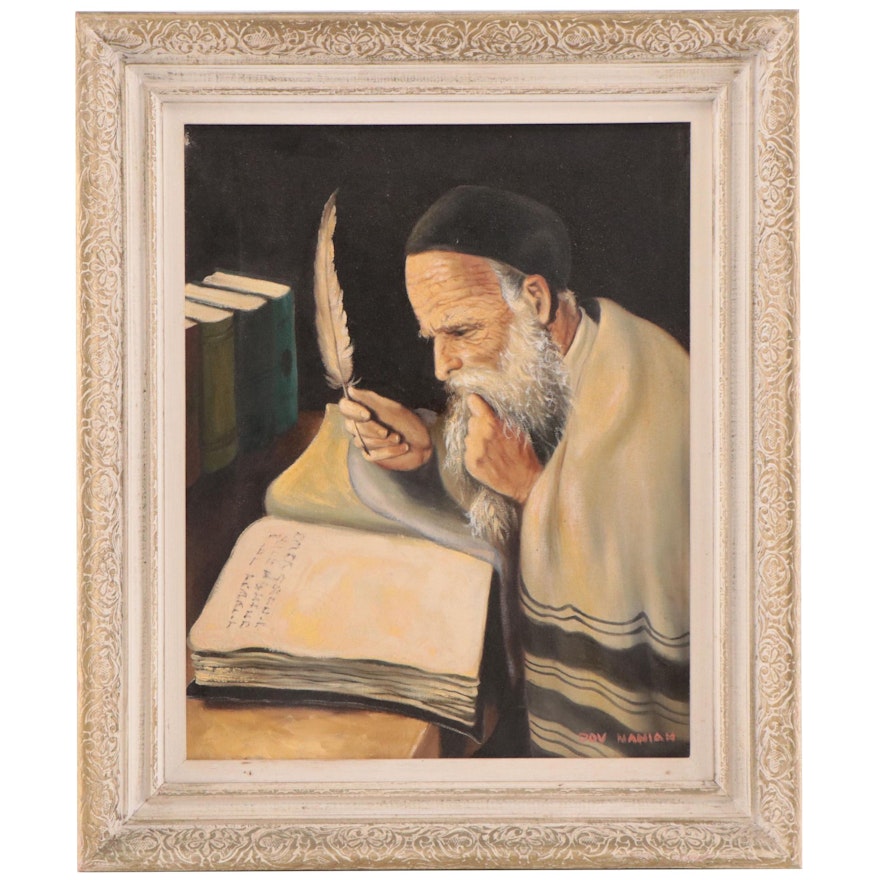 Dov Naniah Oil Painting of Rabbi Scholar