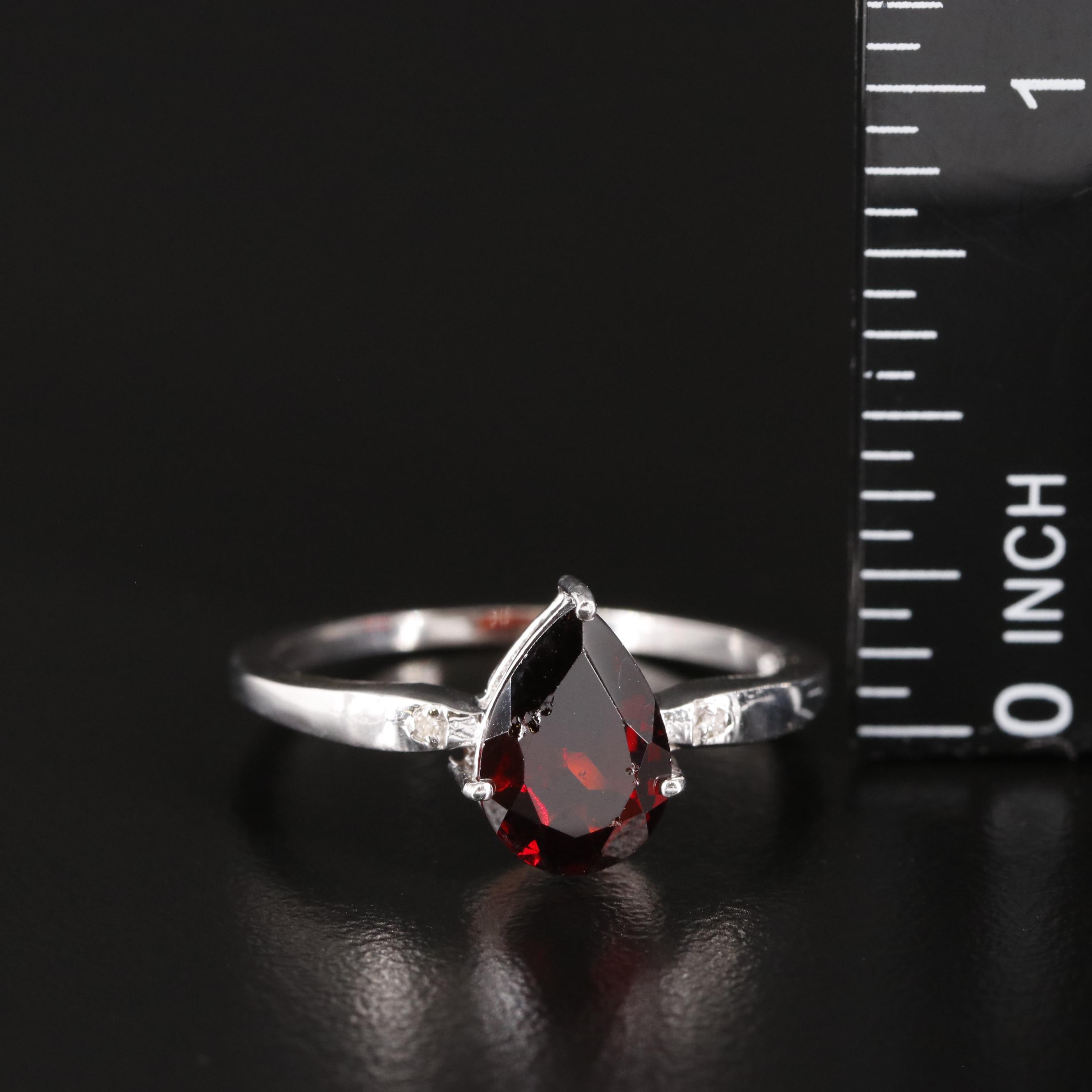 Sterling Garnet and Diamond Ring