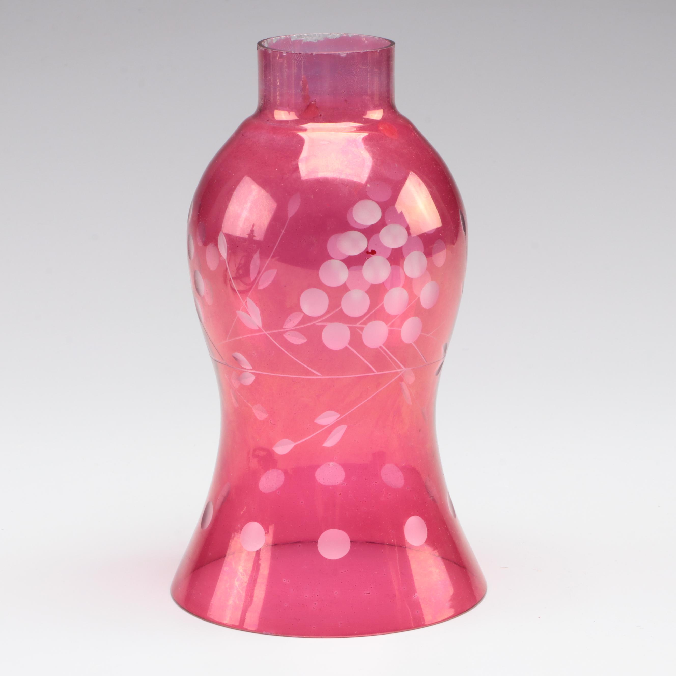 Pair of Bohemian Style Cranberry Flash Boudoir Lamps