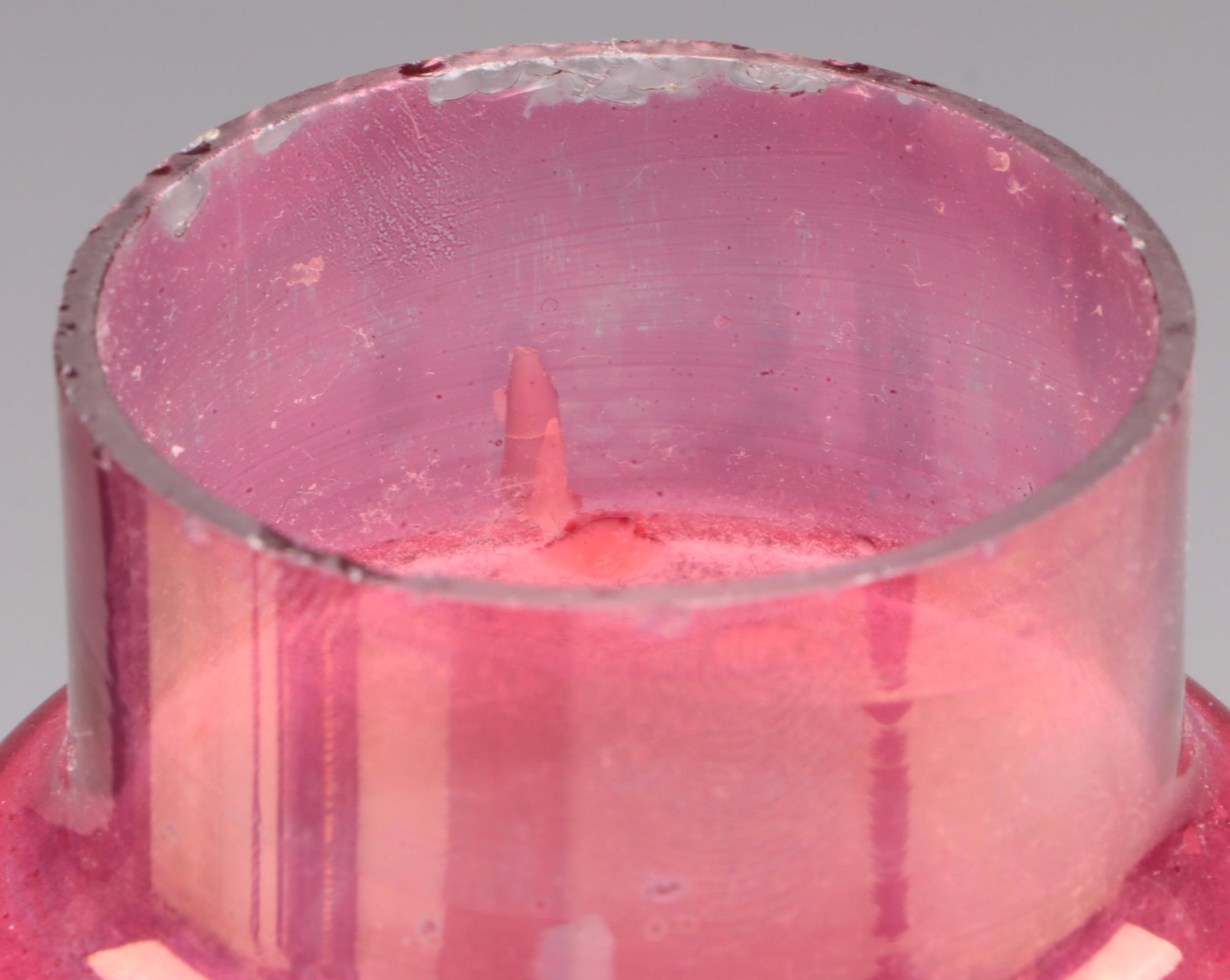 Pair of Bohemian Style Cranberry Flash Boudoir Lamps